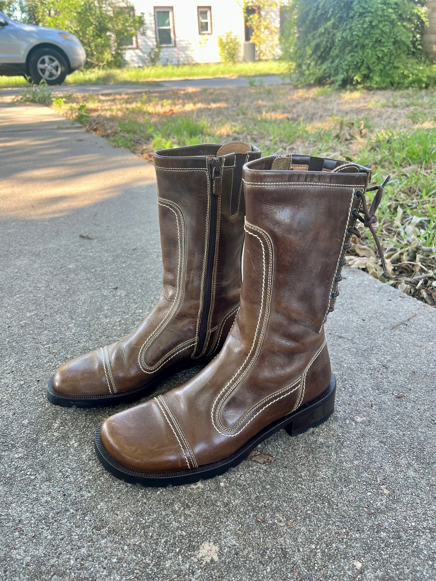 90s/y2k leather lace up boots for esma