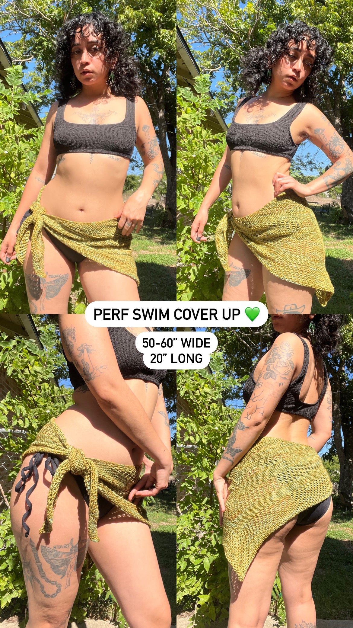 black & white frederick’s of hollywood swim bottoms + crochet wrap for jade
