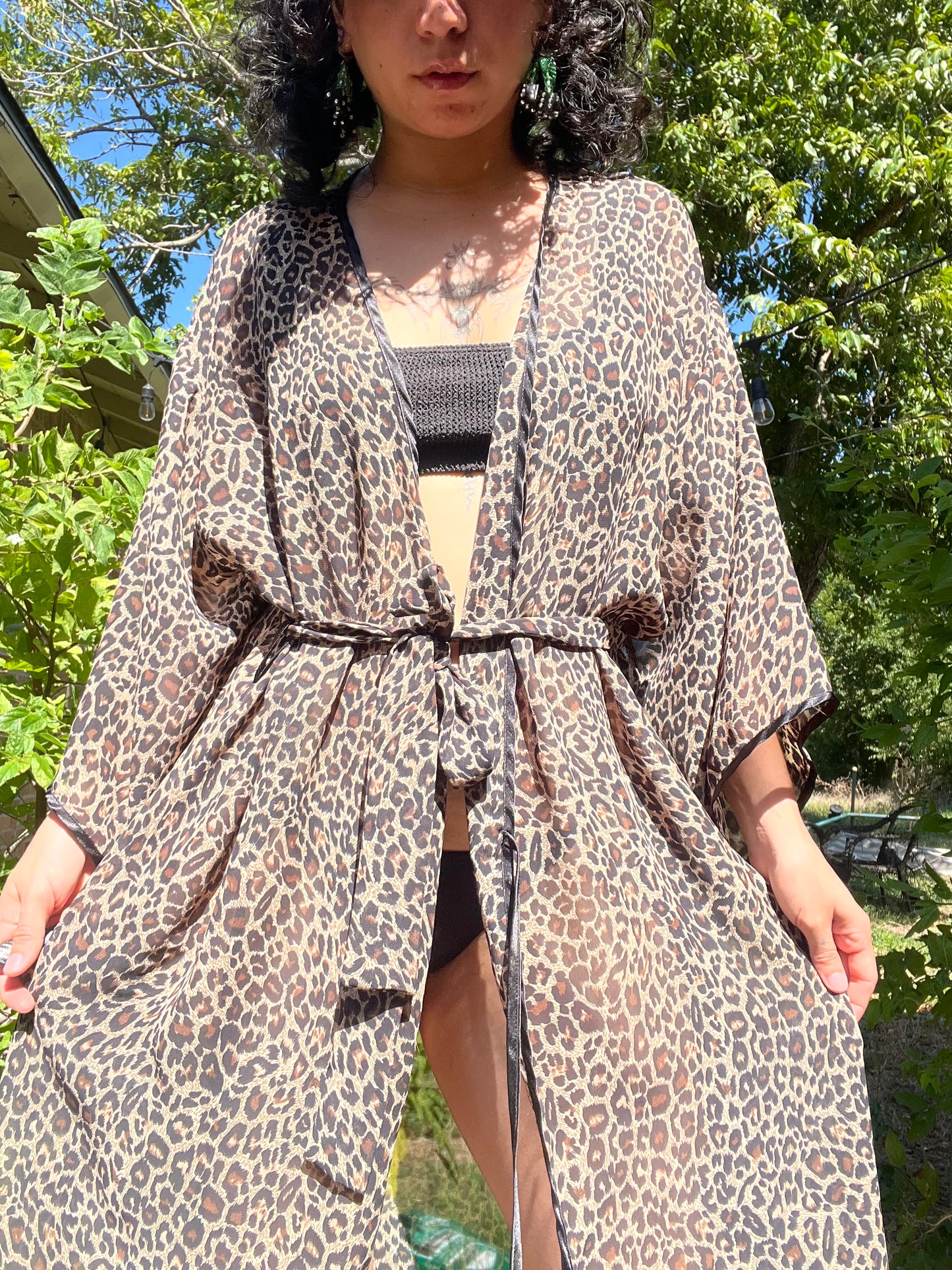 90s beaded wrap + leopard robe for marissa