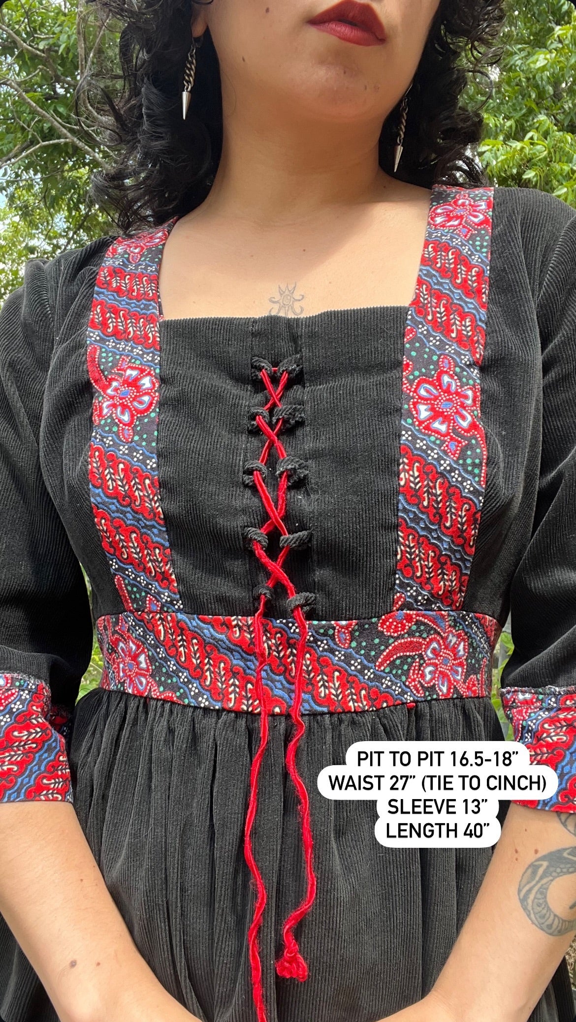 70s folk dress with corset detail for sunday