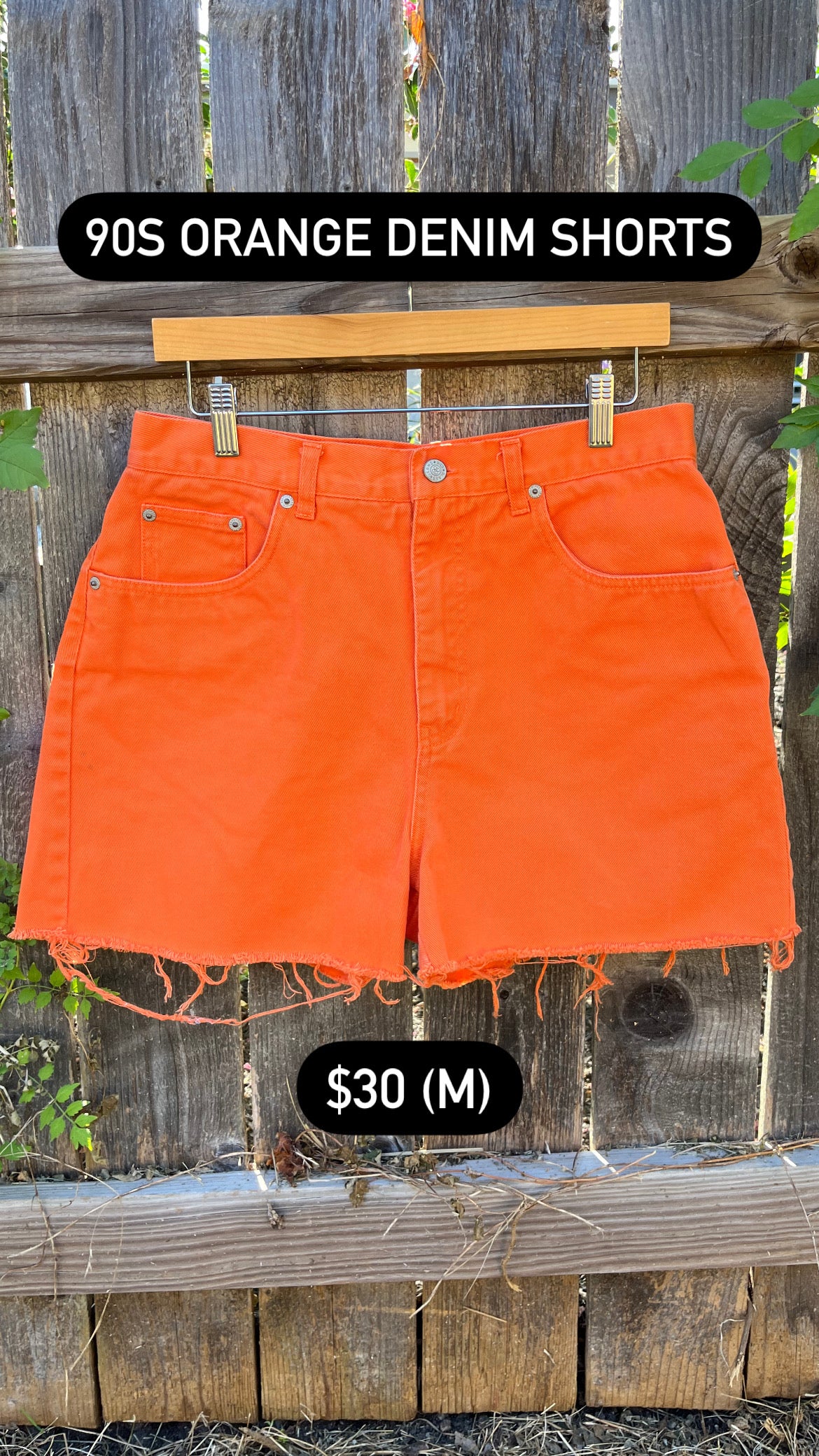 90s orange denim shorts for gabybee