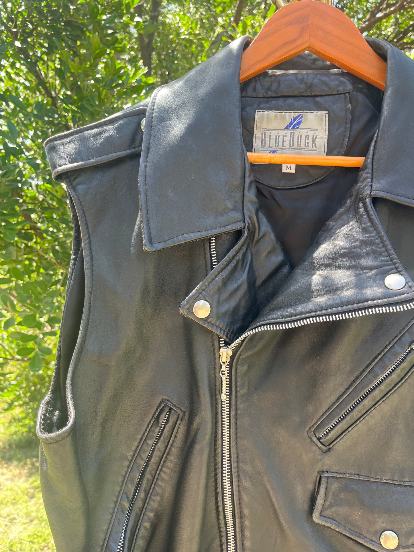 90s leather moto vest + platform loafers for candace