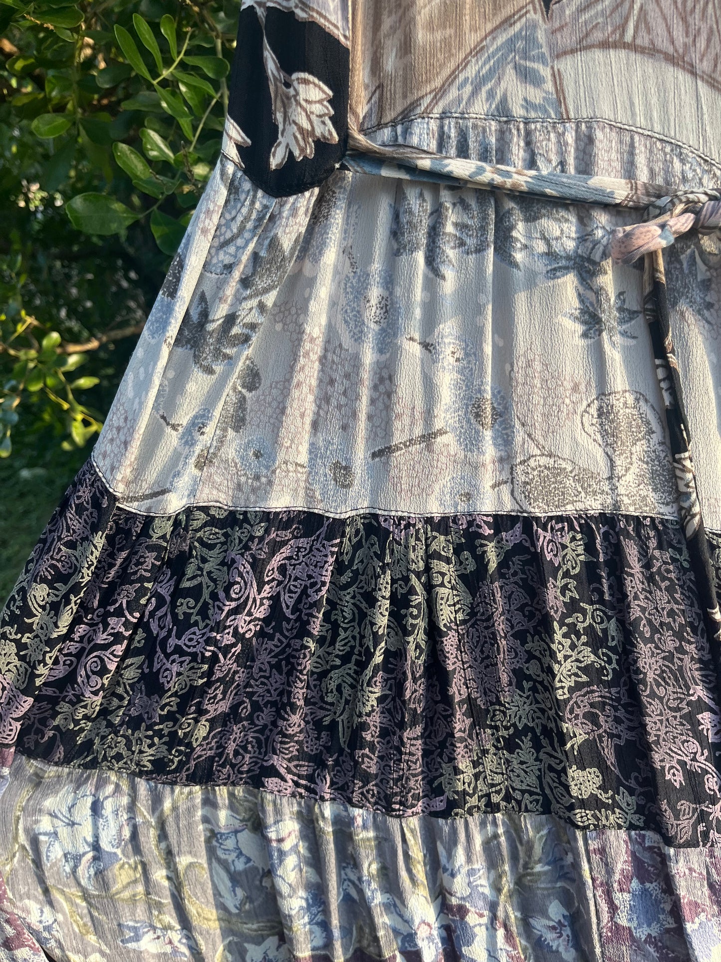 90s does 60s checker flower dress + 90s rayon floral maxi for candace