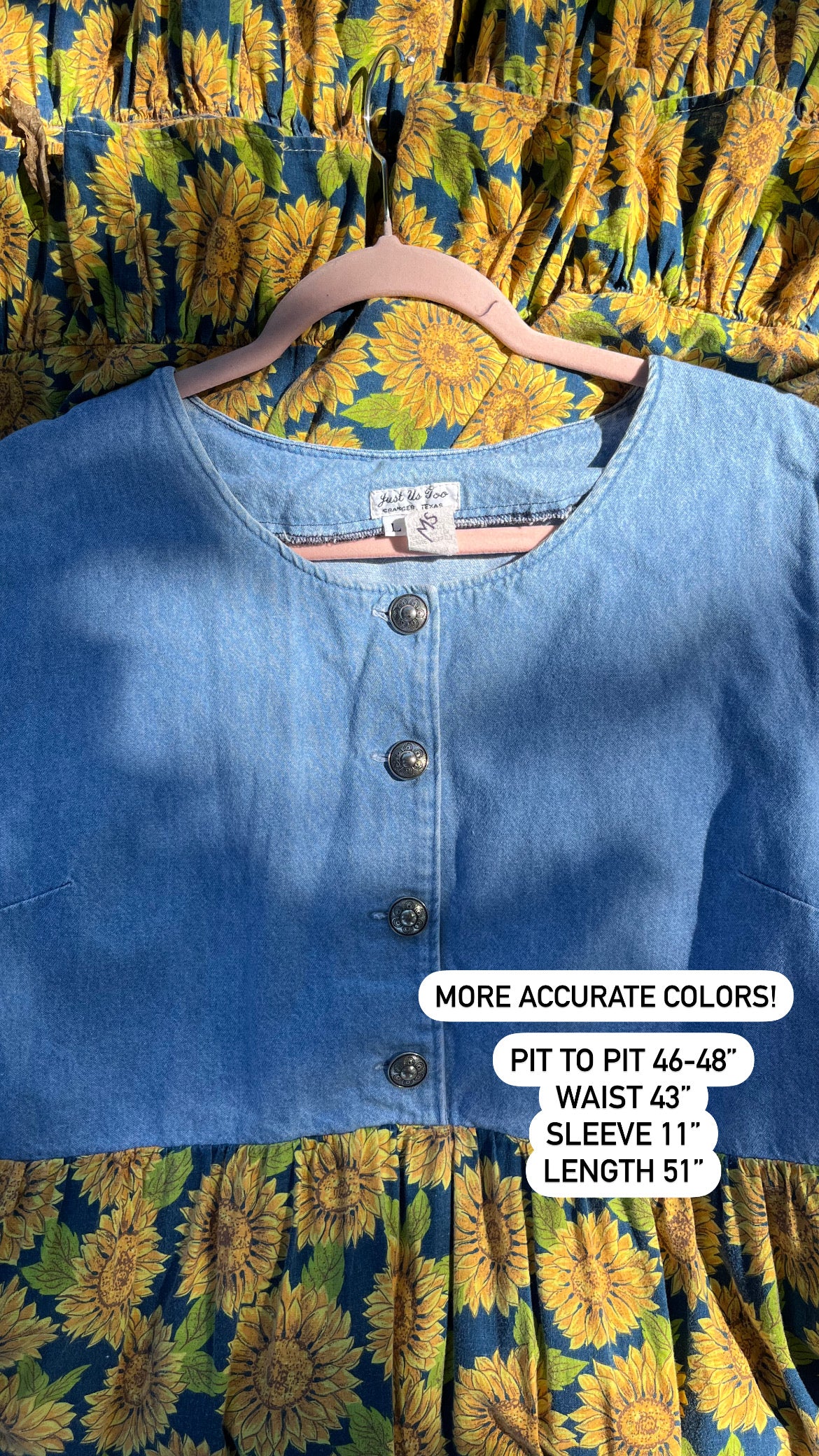 90s denim & sunflower babydoll dress for claire