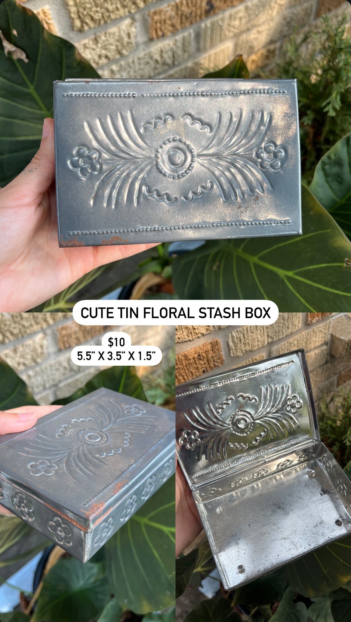 tin floral stash box for noelle