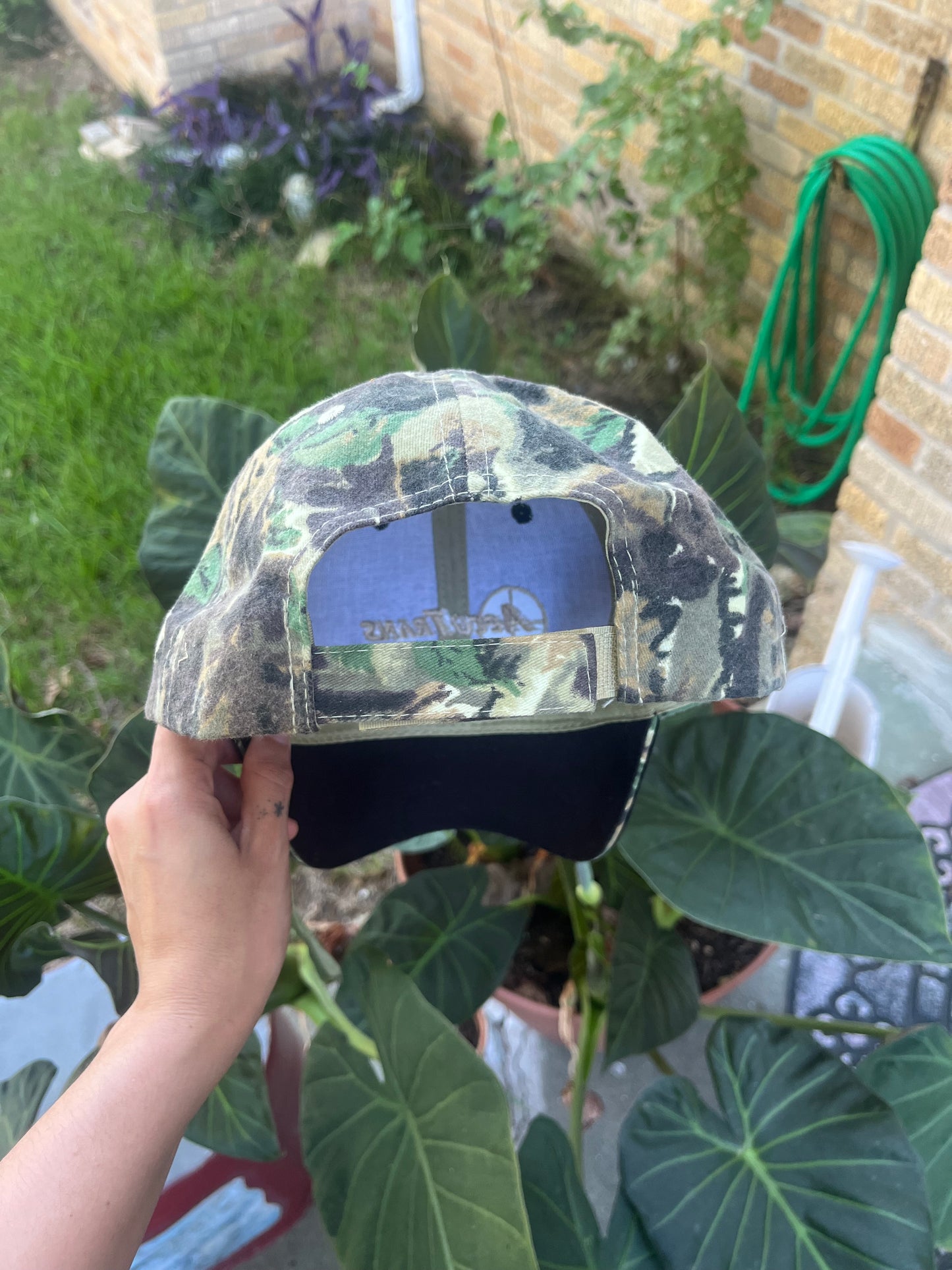 90s red/ navy swimsuit + camo accutrans hat for michelle