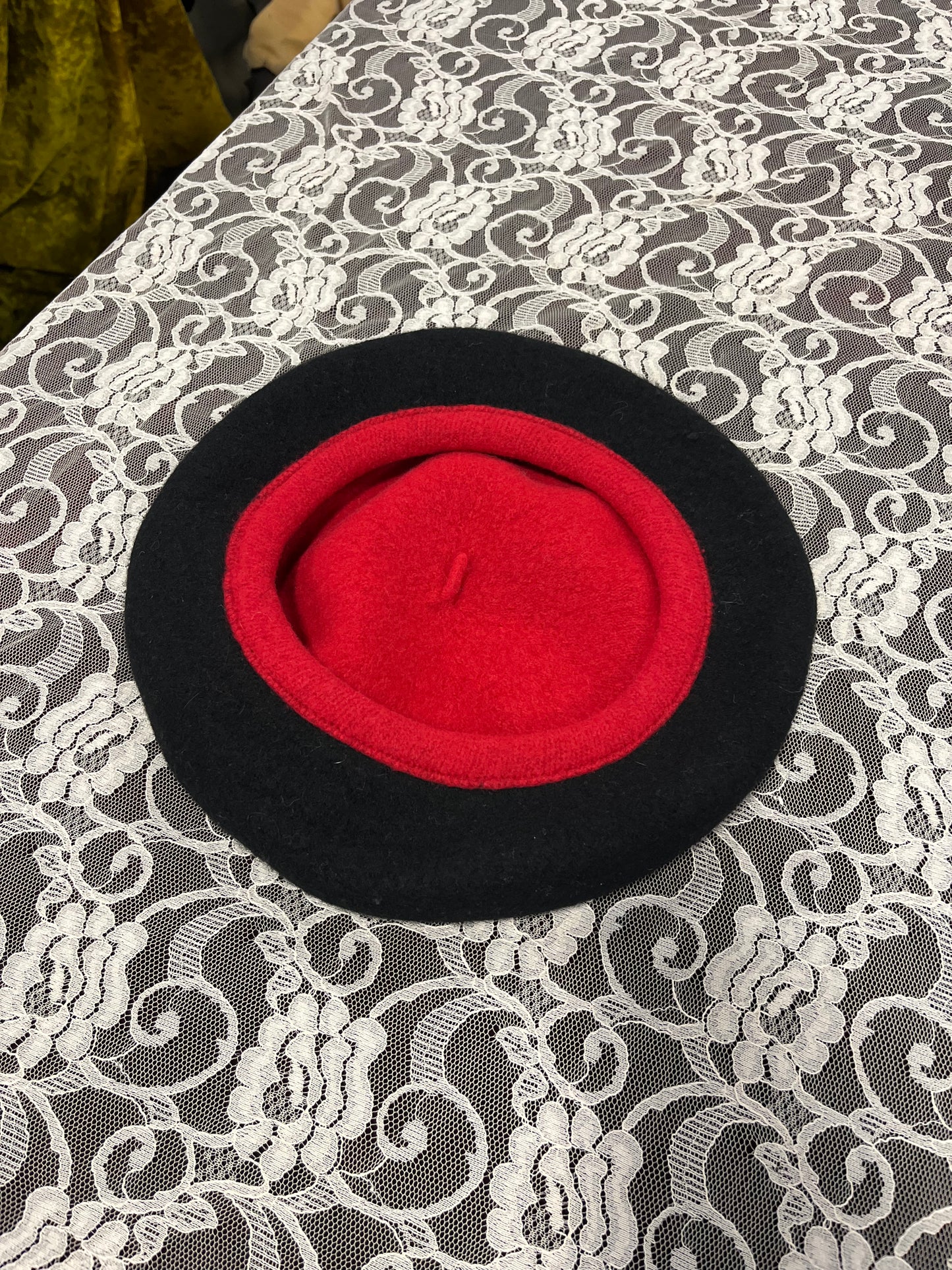 reversible cherry/ black beret for steph
