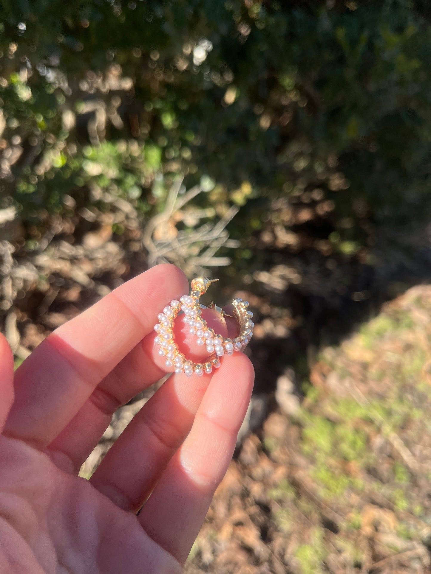 faux gold pearl baby hoops for veronica