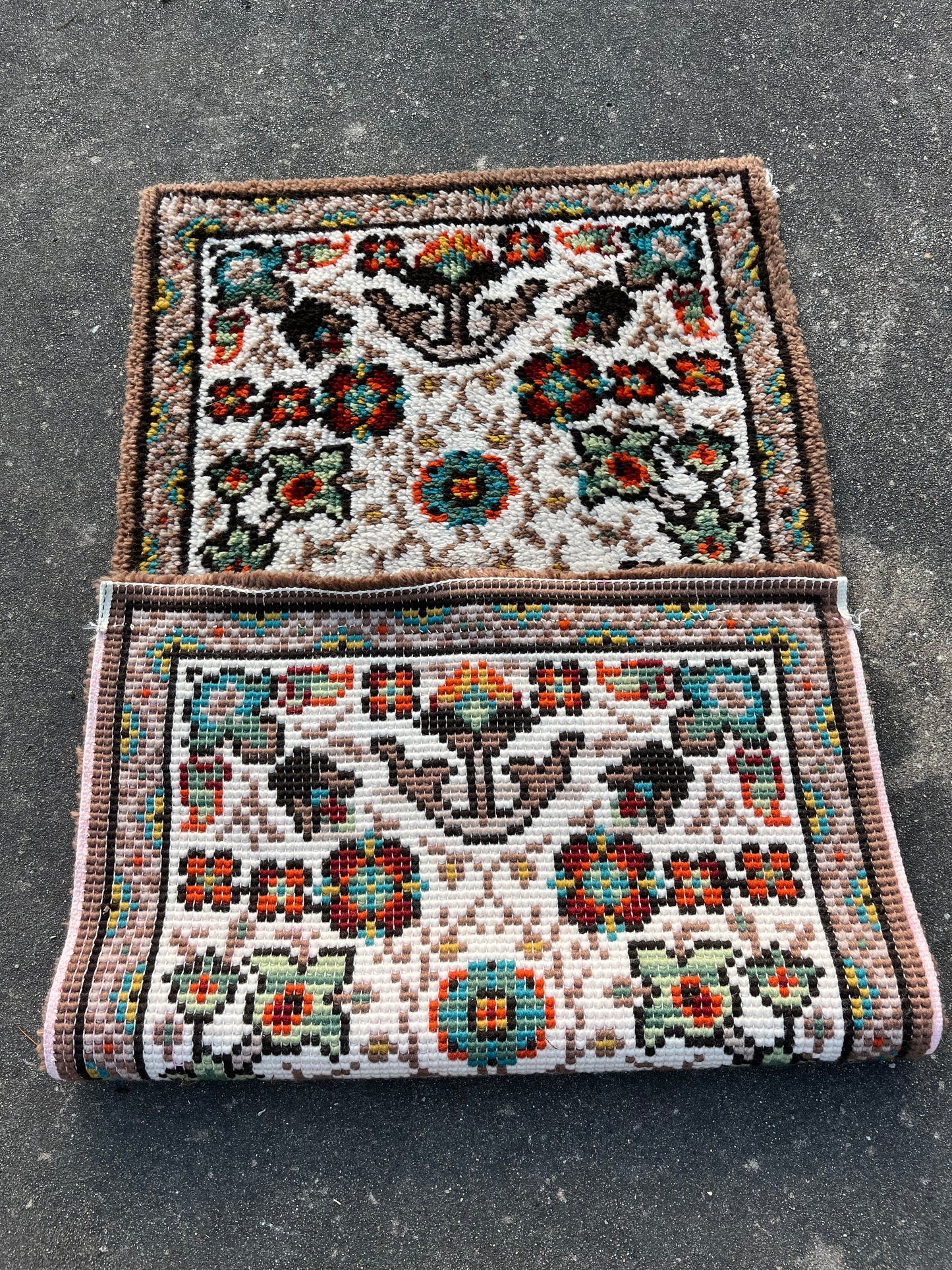 vintage neutral latch hook rug for adriana