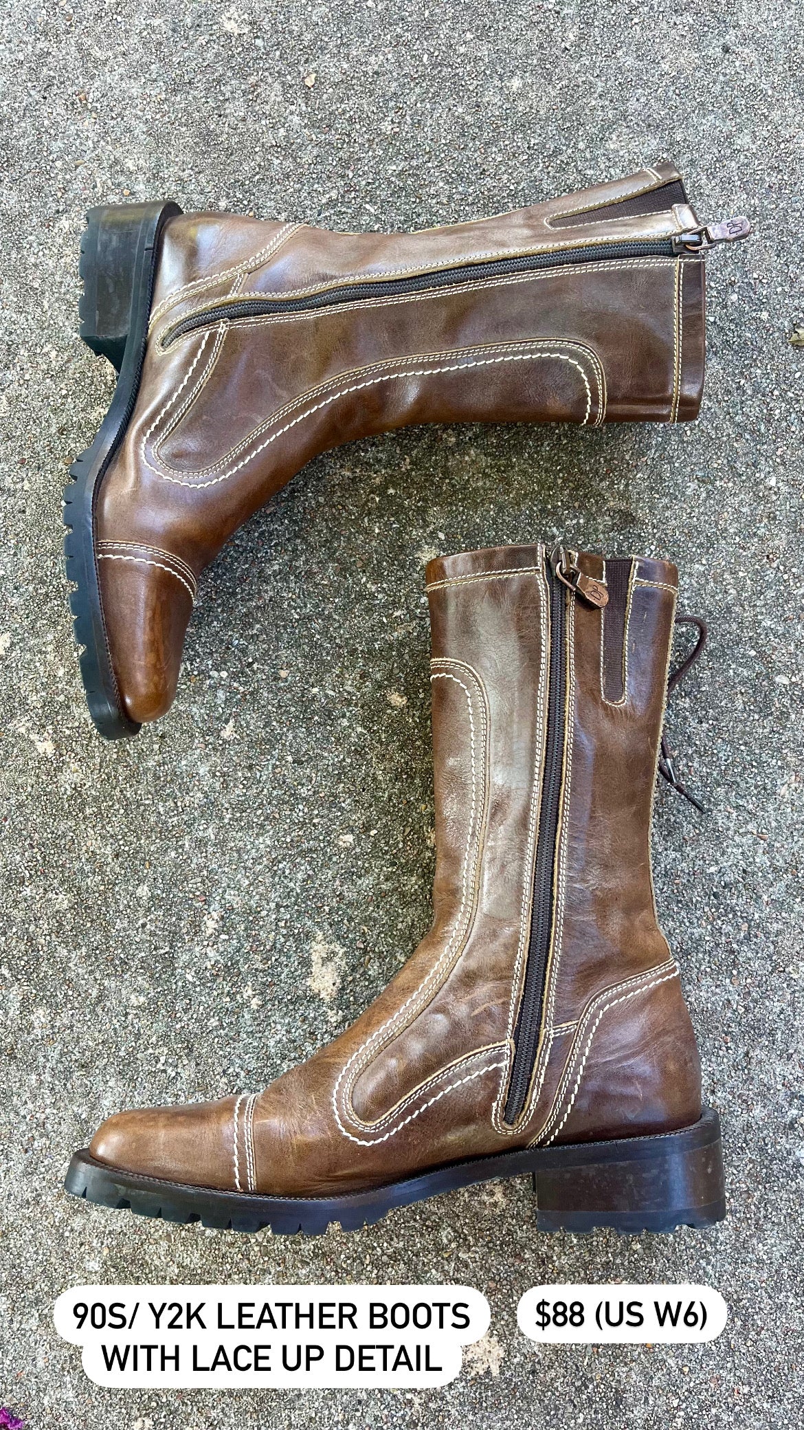 90s/y2k leather lace up boots for esma