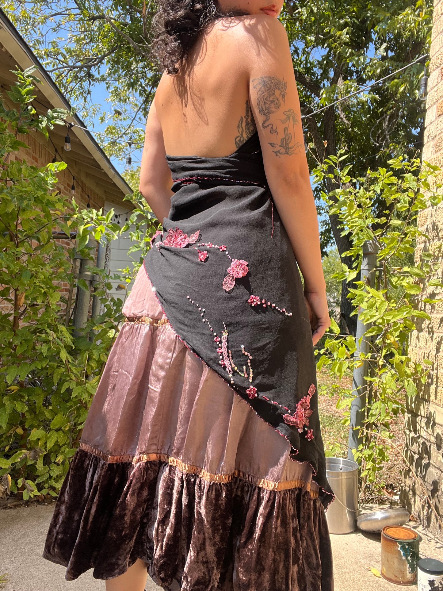 90s silk checkered button up + y2k silk shawl for ashley