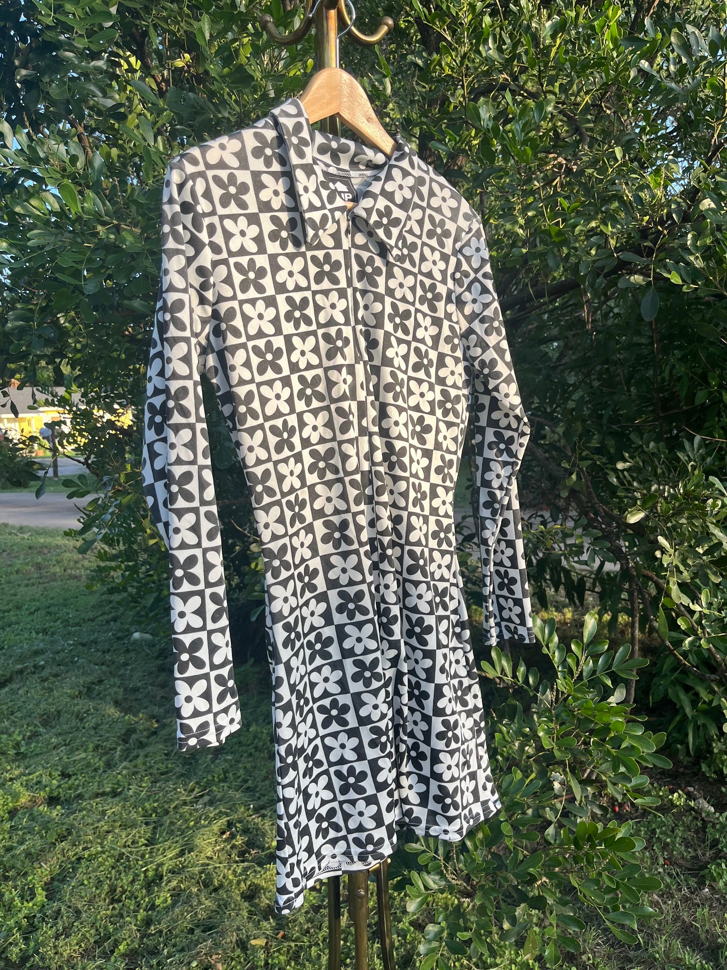 90s does 60s checker flower dress + 90s rayon floral maxi for candace