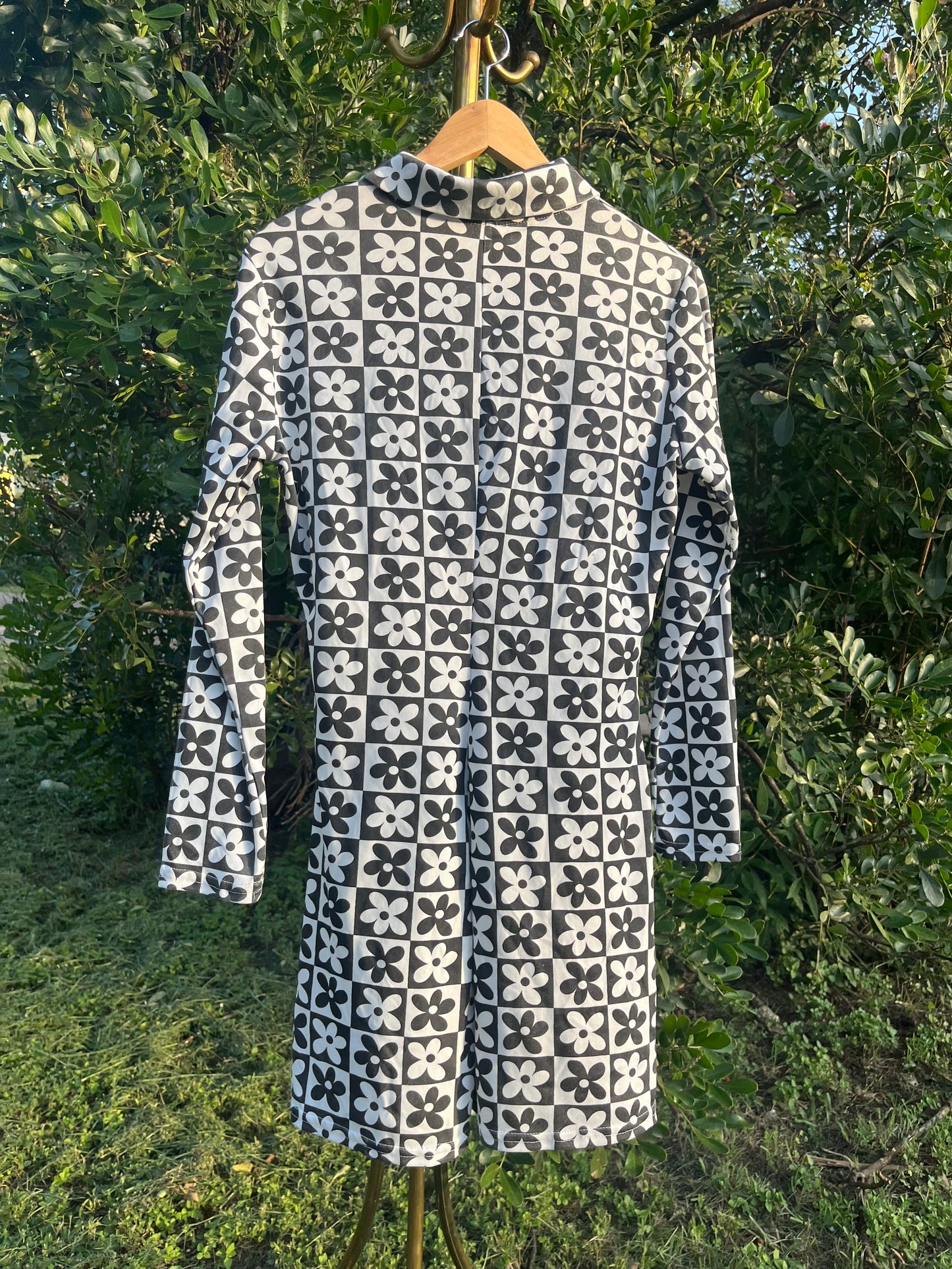 90s does 60s checker flower dress + 90s rayon floral maxi for candace