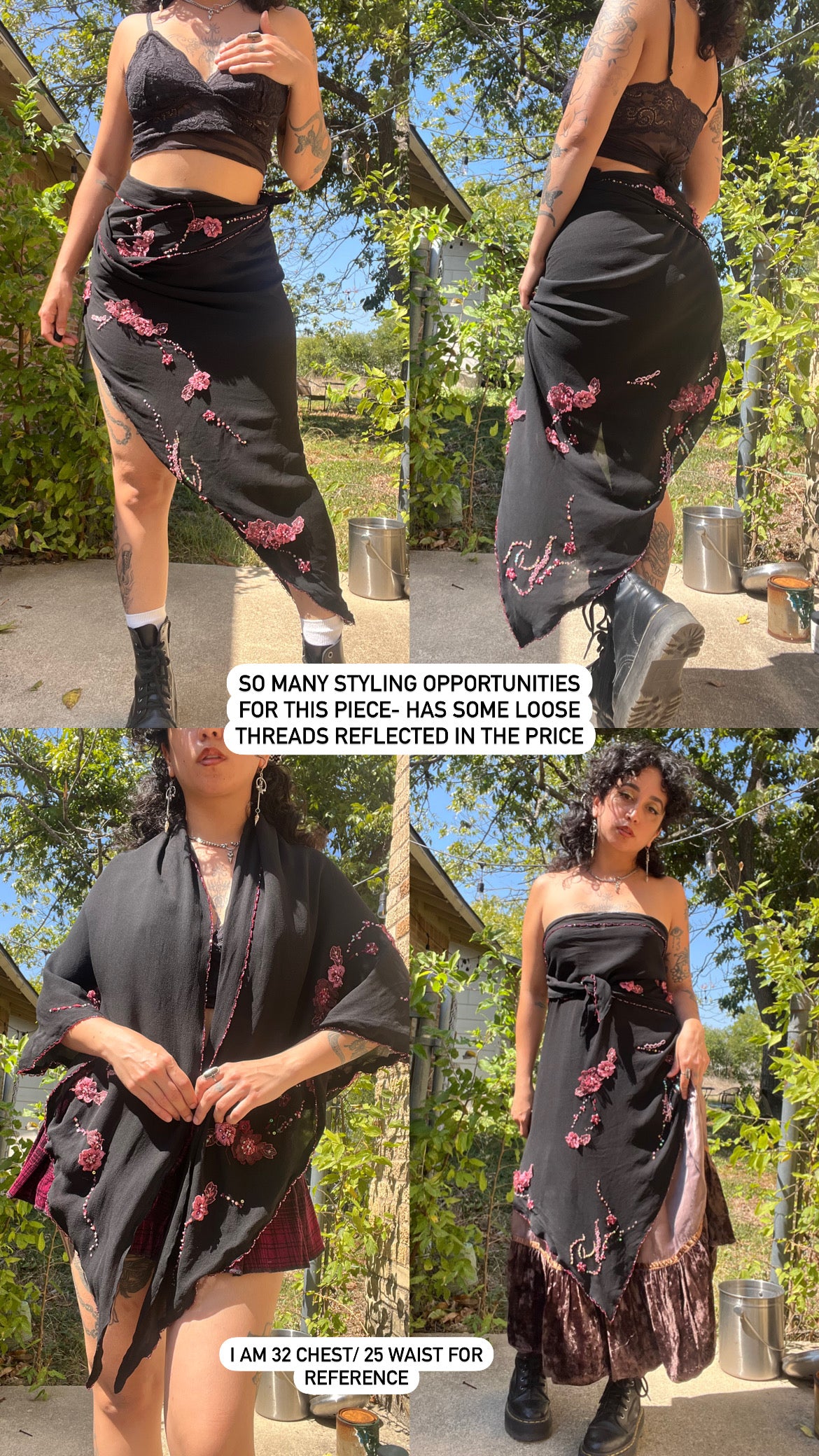 90s silk checkered button up + y2k silk shawl for ashley