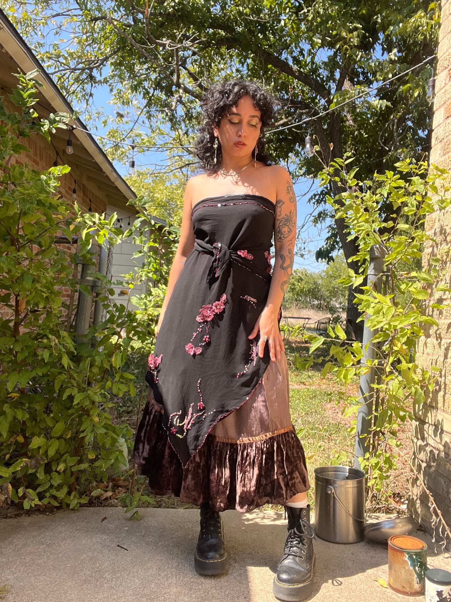 90s silk checkered button up + y2k silk shawl for ashley