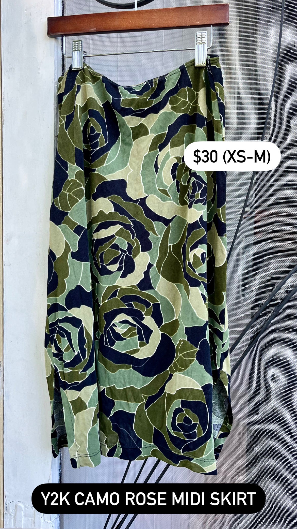 y2k camo rose skirt for skyler