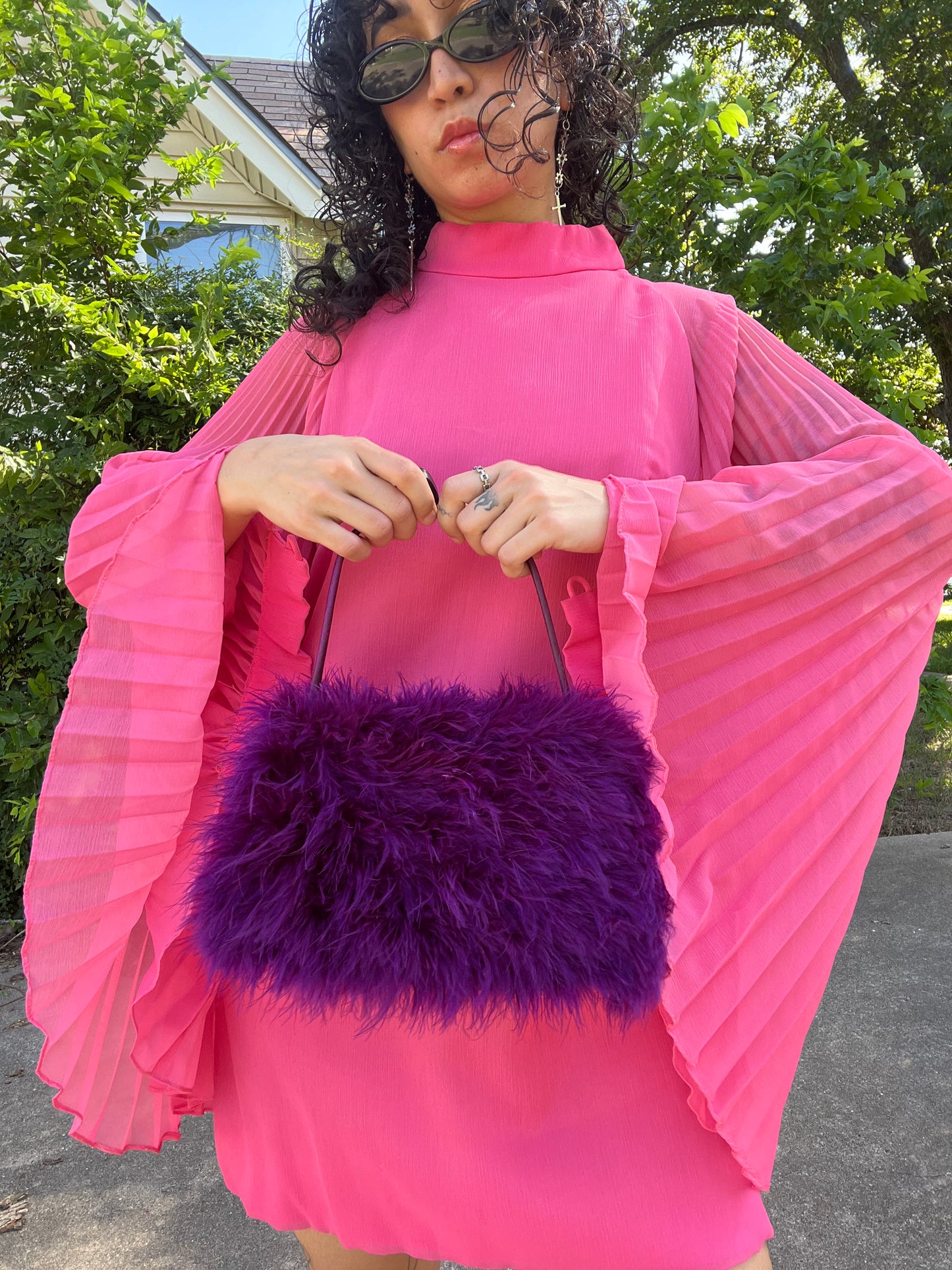 y2k fluffy purple purse for honeycreeper vtg