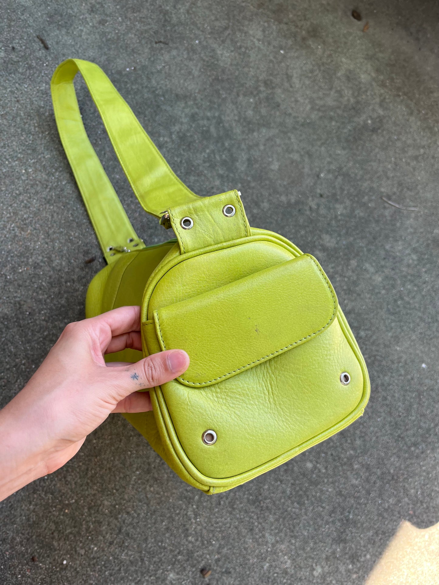 y2k brat green leather bag for kyndall