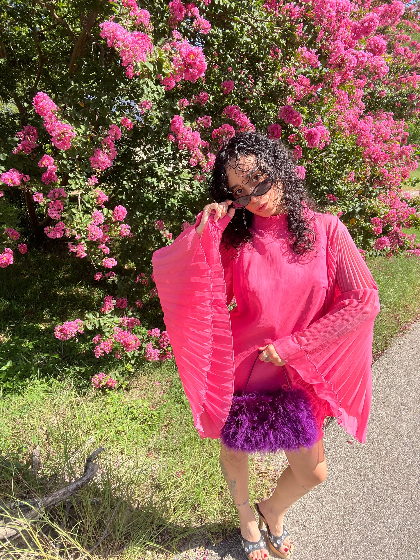 y2k fluffy purple purse for honeycreeper vtg