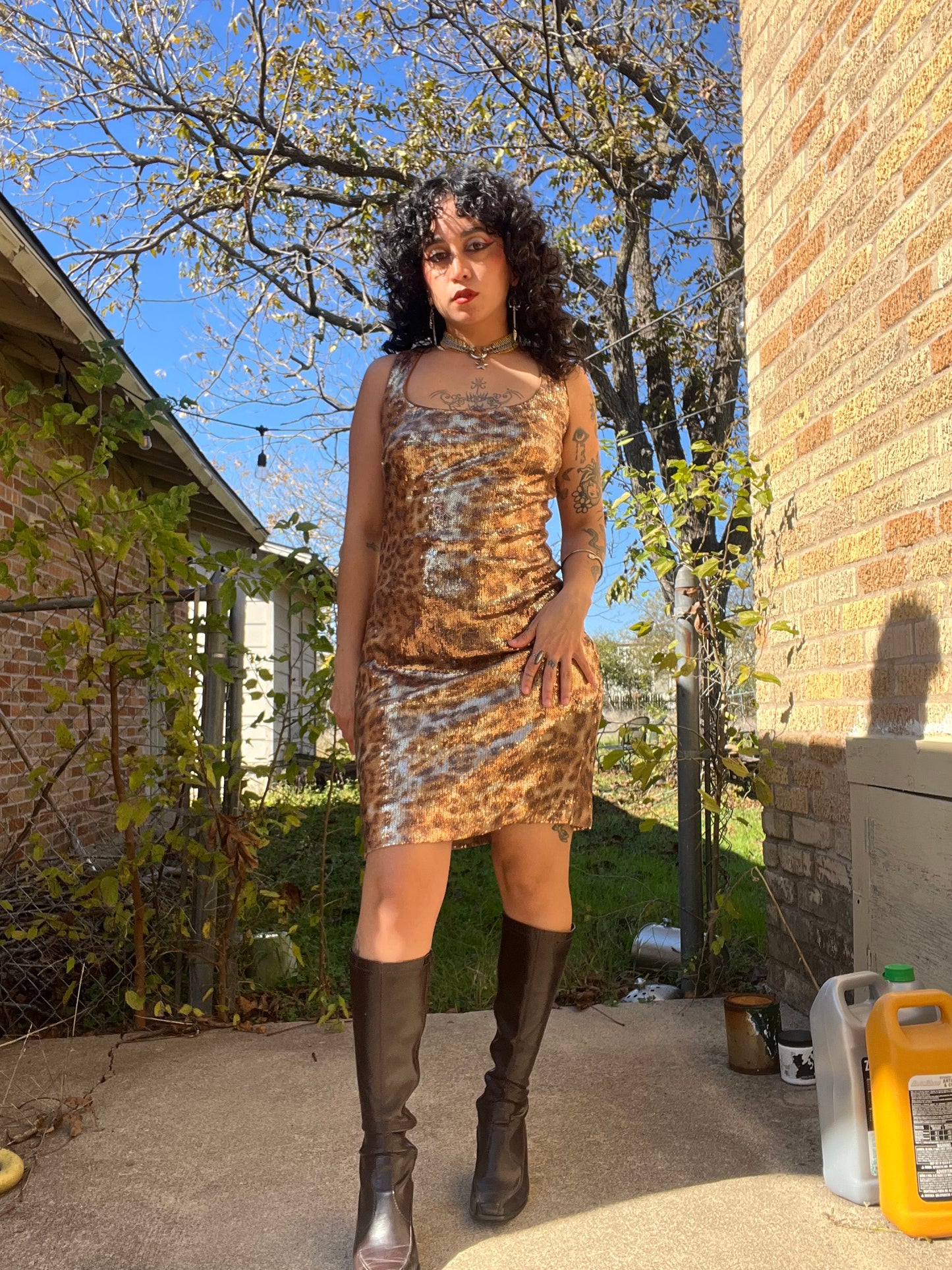 y2k sequin leopard dress for goldie