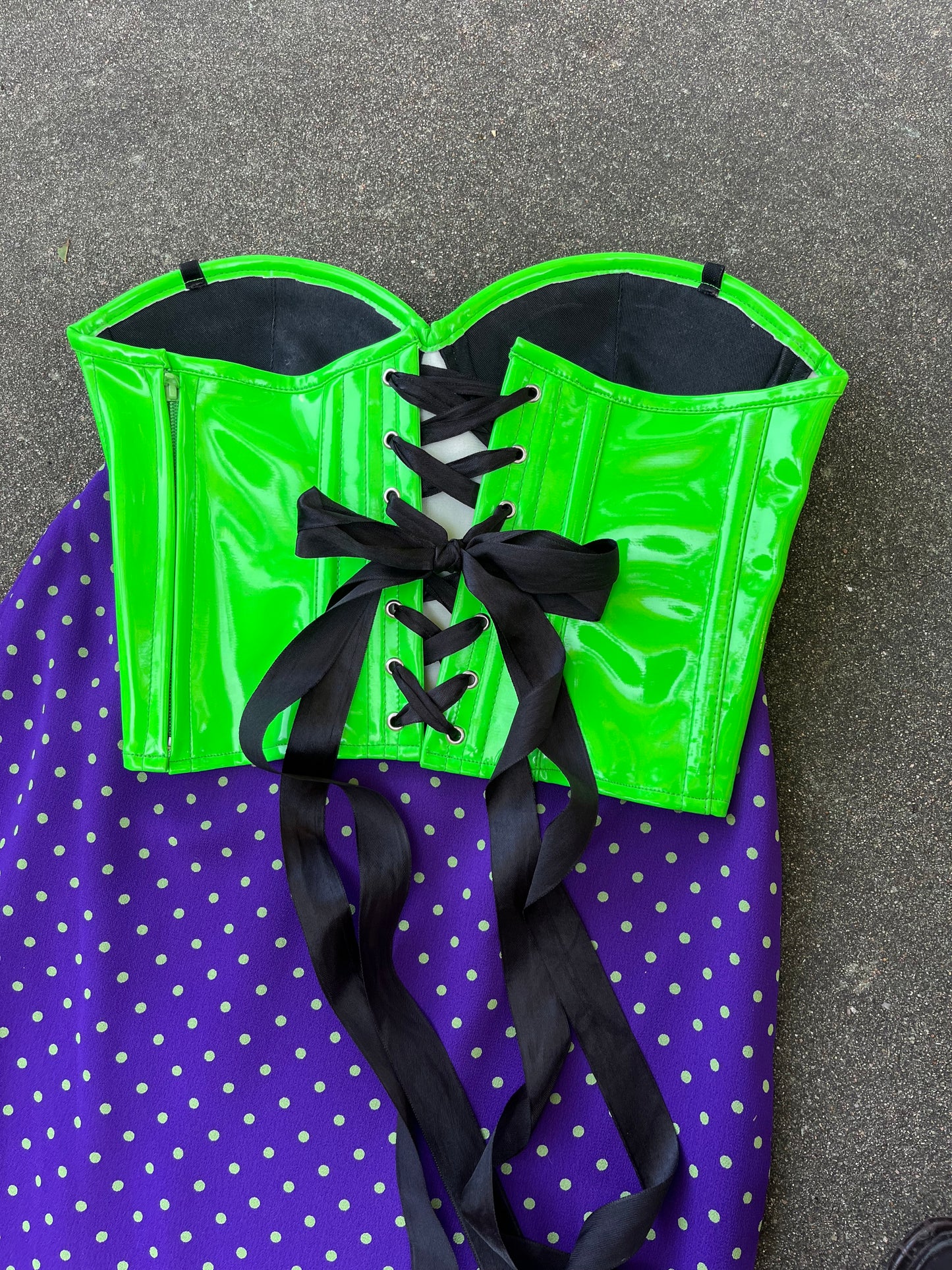 90s neon green corset for goldie
