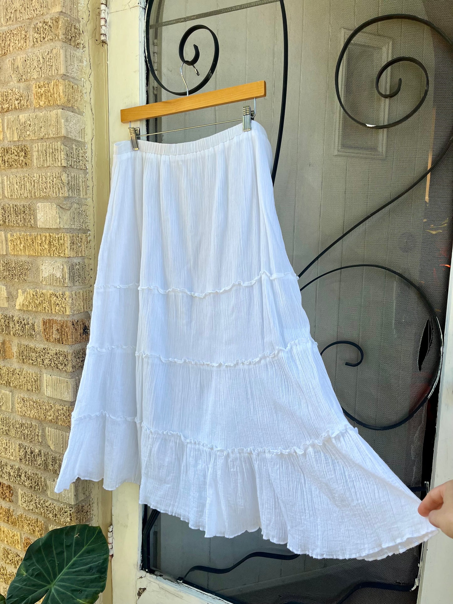 y2k gauzey white skirt + whatever purse for maya