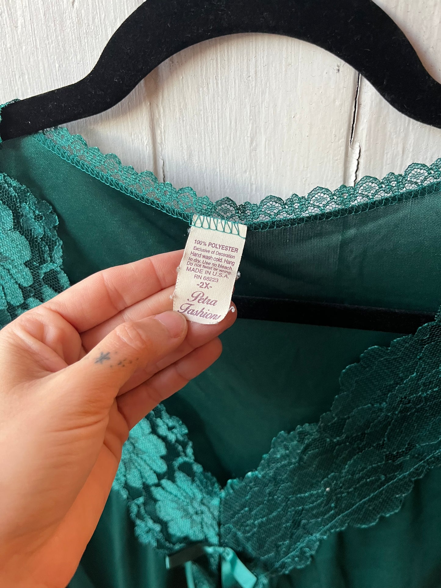 80s forest green slip for sarah