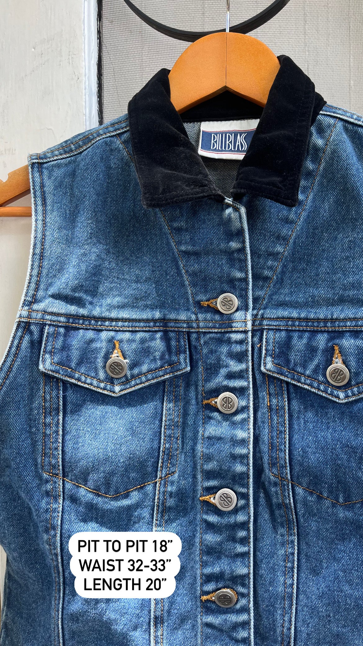 90s denim/ velvet collar vest + red agaci’ too tank + y2k pinstripe culottes for liv