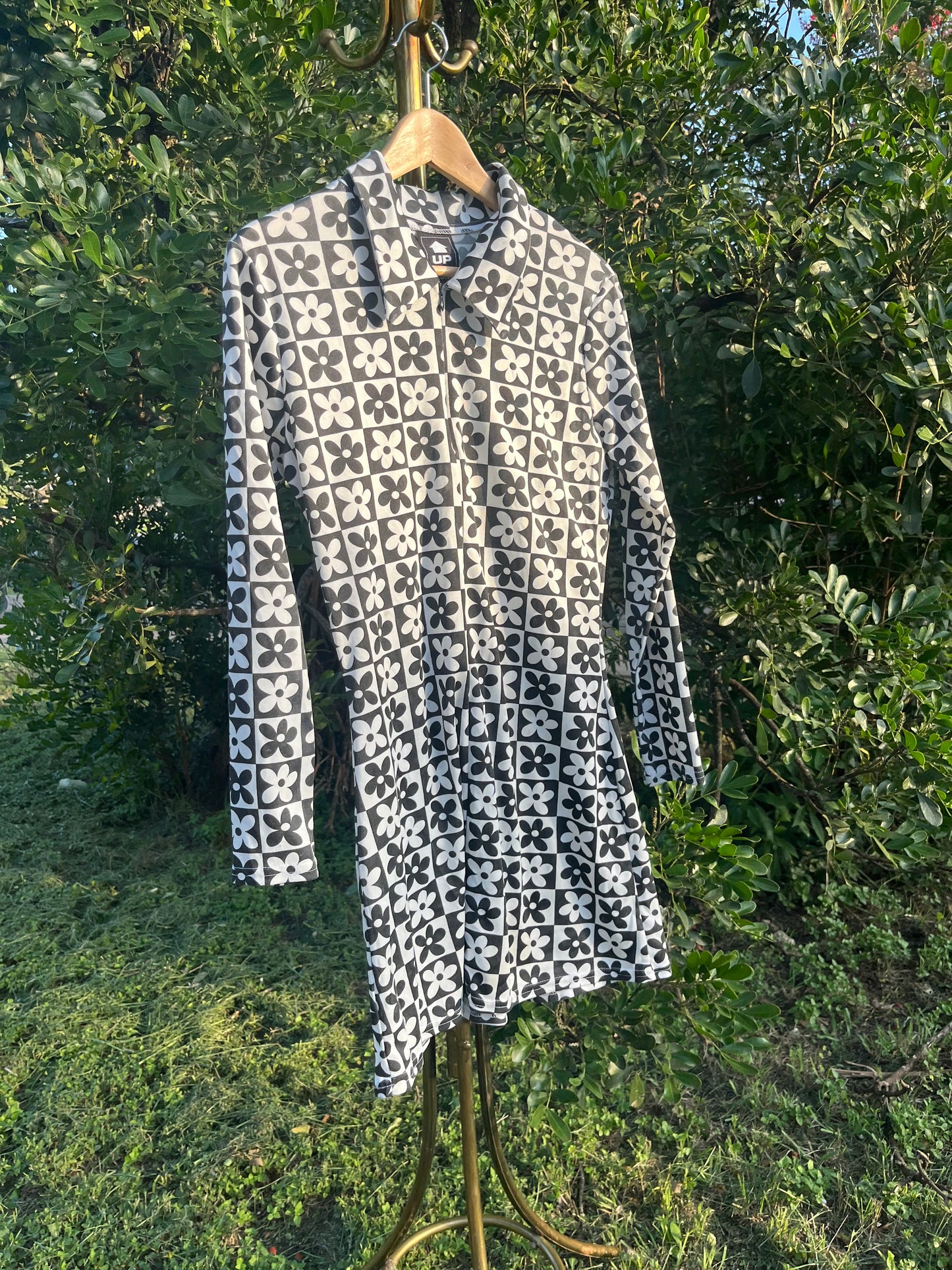 90s does 60s checker flower dress + 90s rayon floral maxi for candace