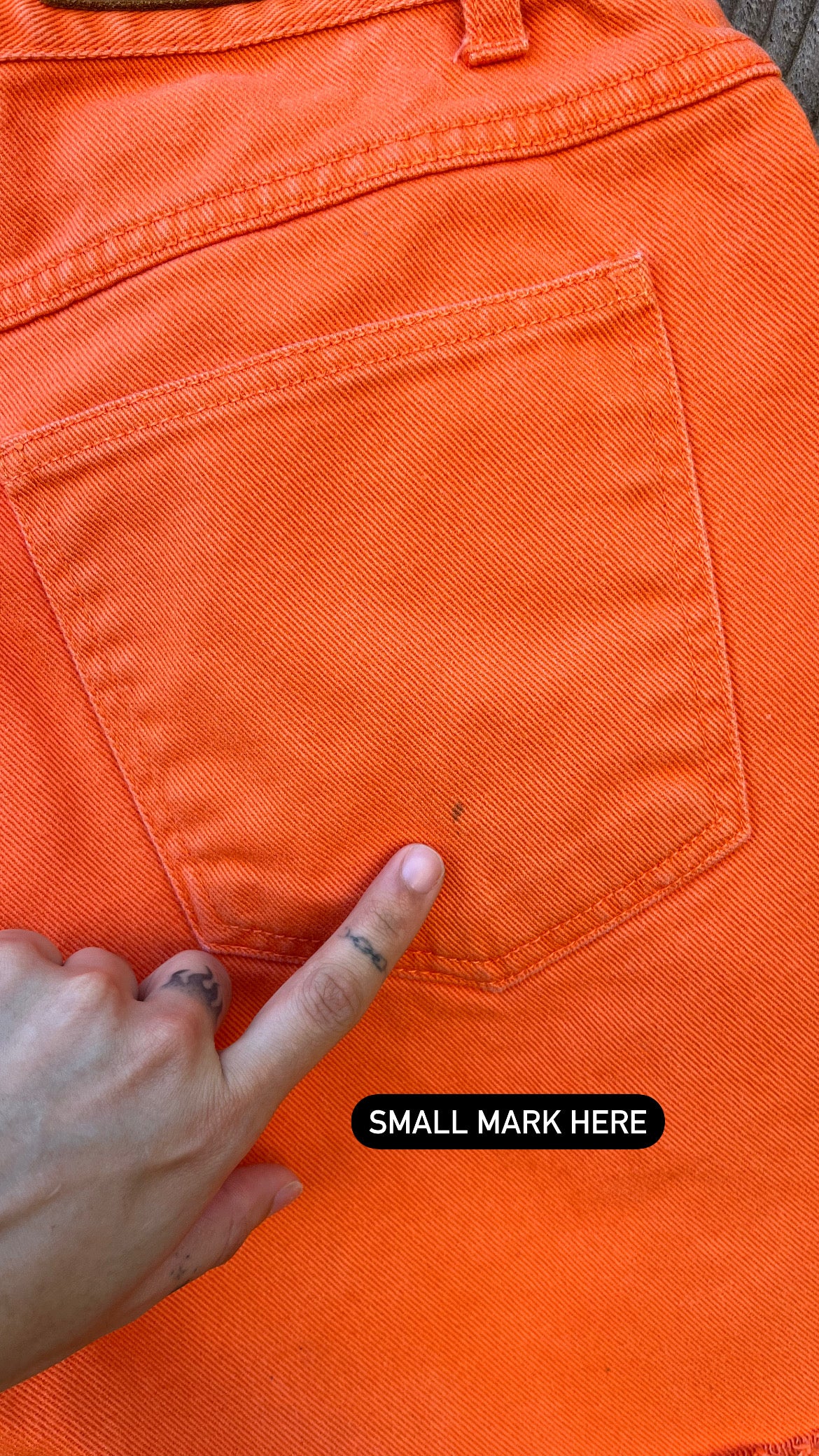 90s orange denim shorts for gabybee