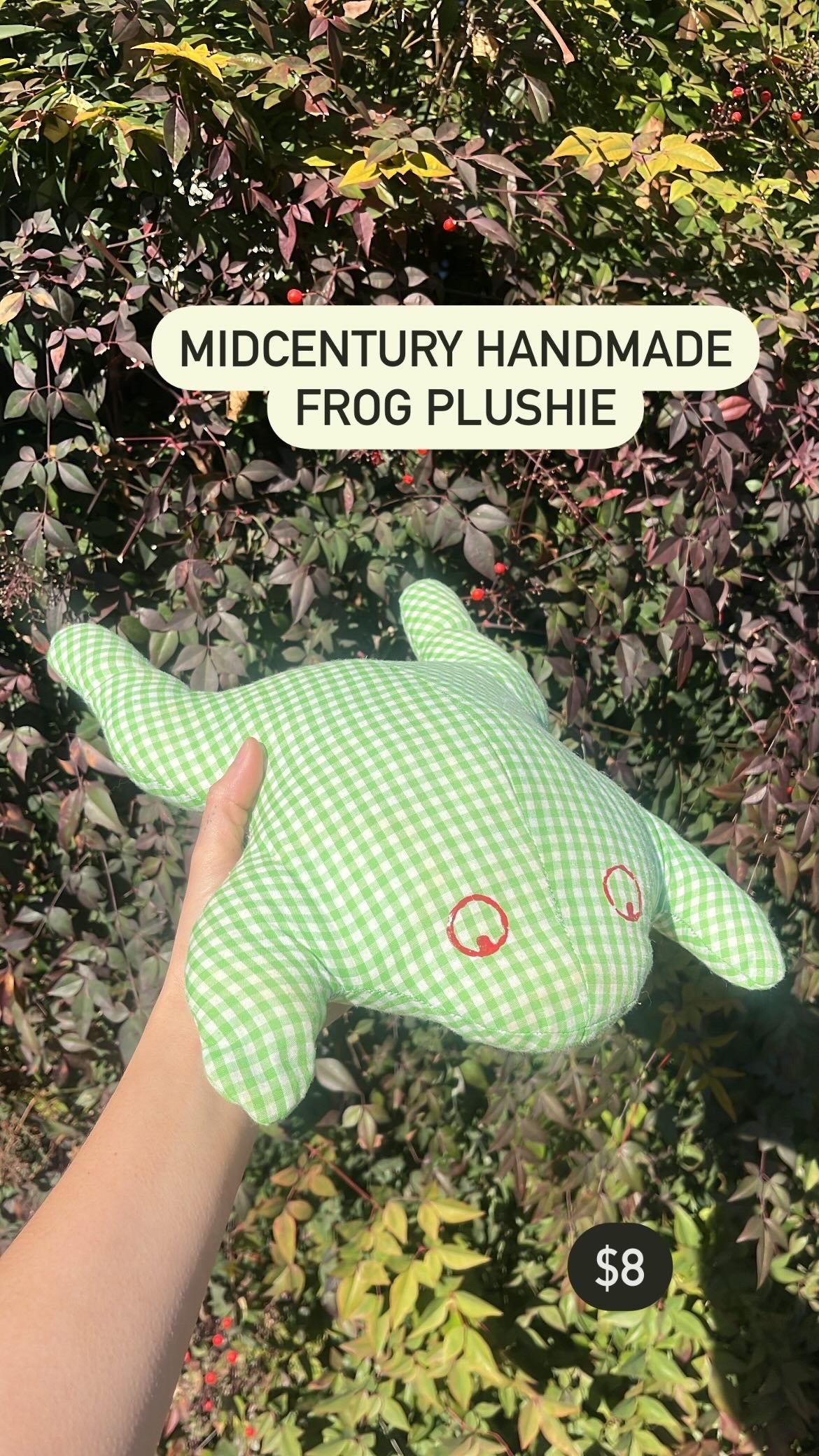 mcm frog plushie for arabella