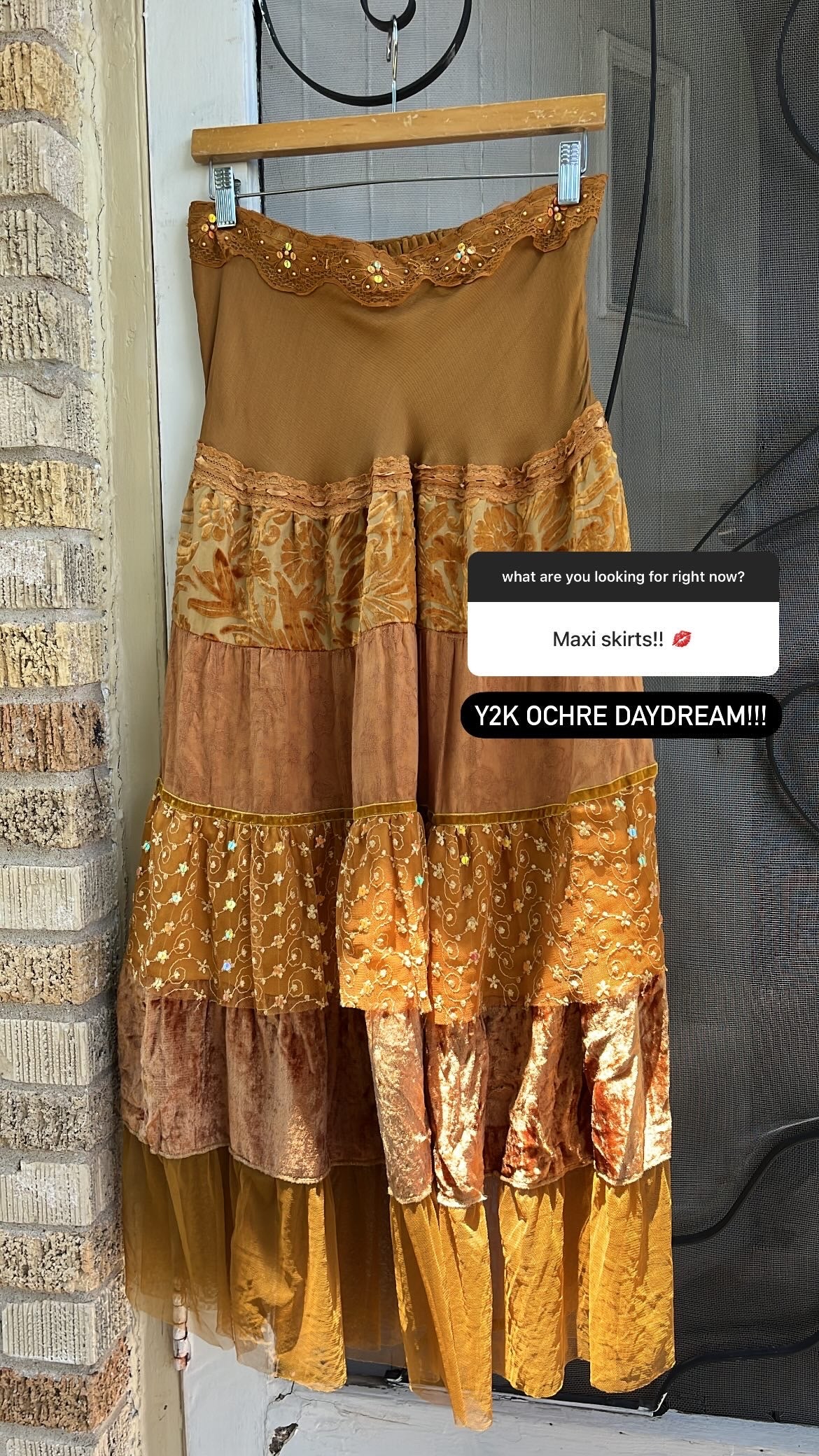 y2k ochre patchwork maxi for emily