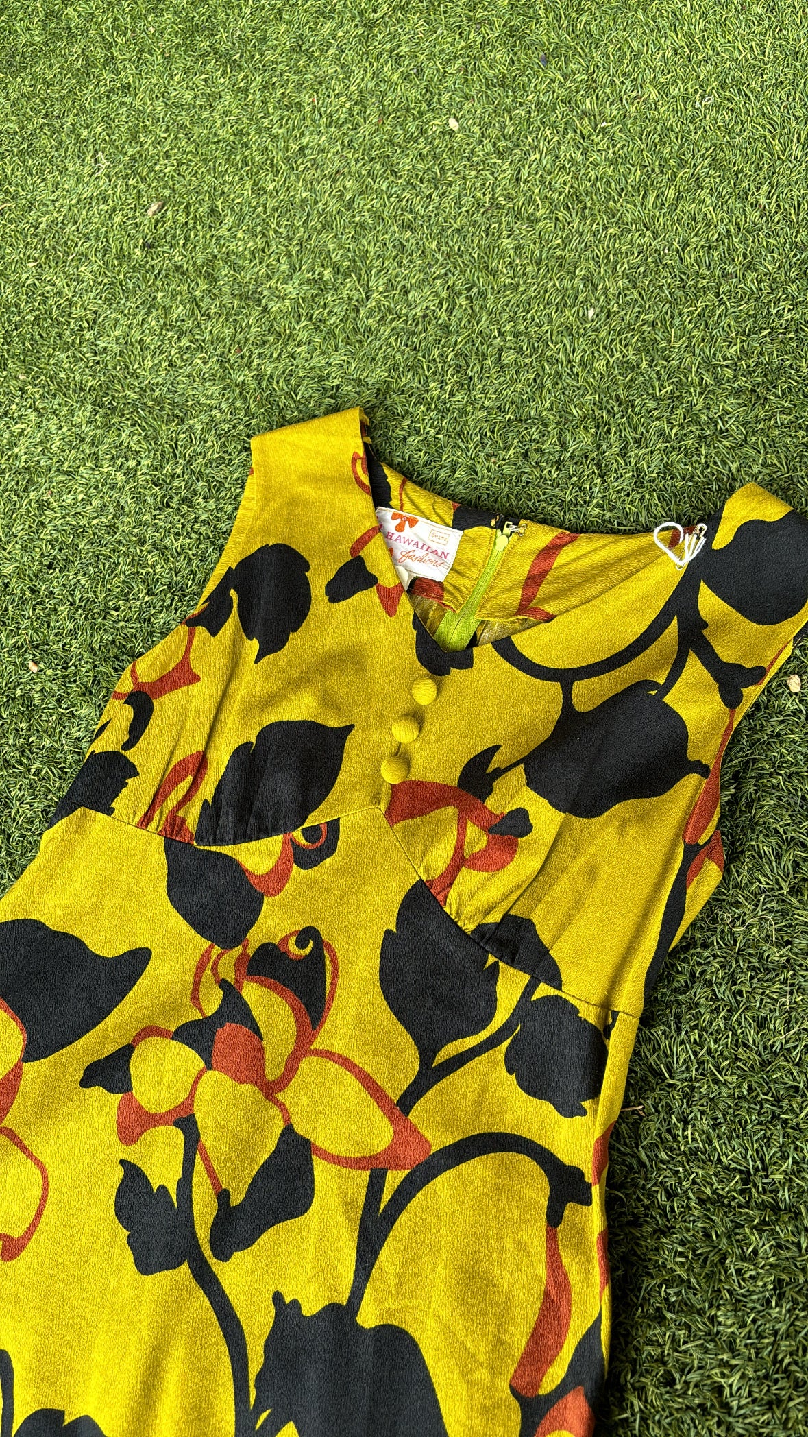 90s colorblock denim jacket + 60s/70s chartreuse floral maxi for katelynn