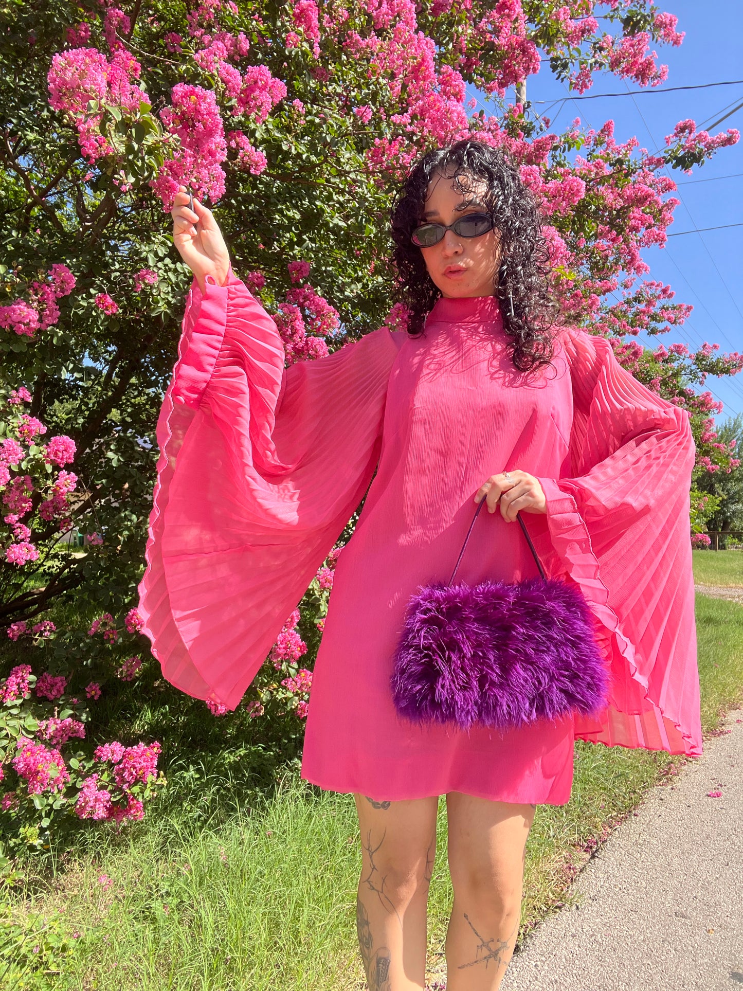 y2k fluffy purple purse for honeycreeper vtg