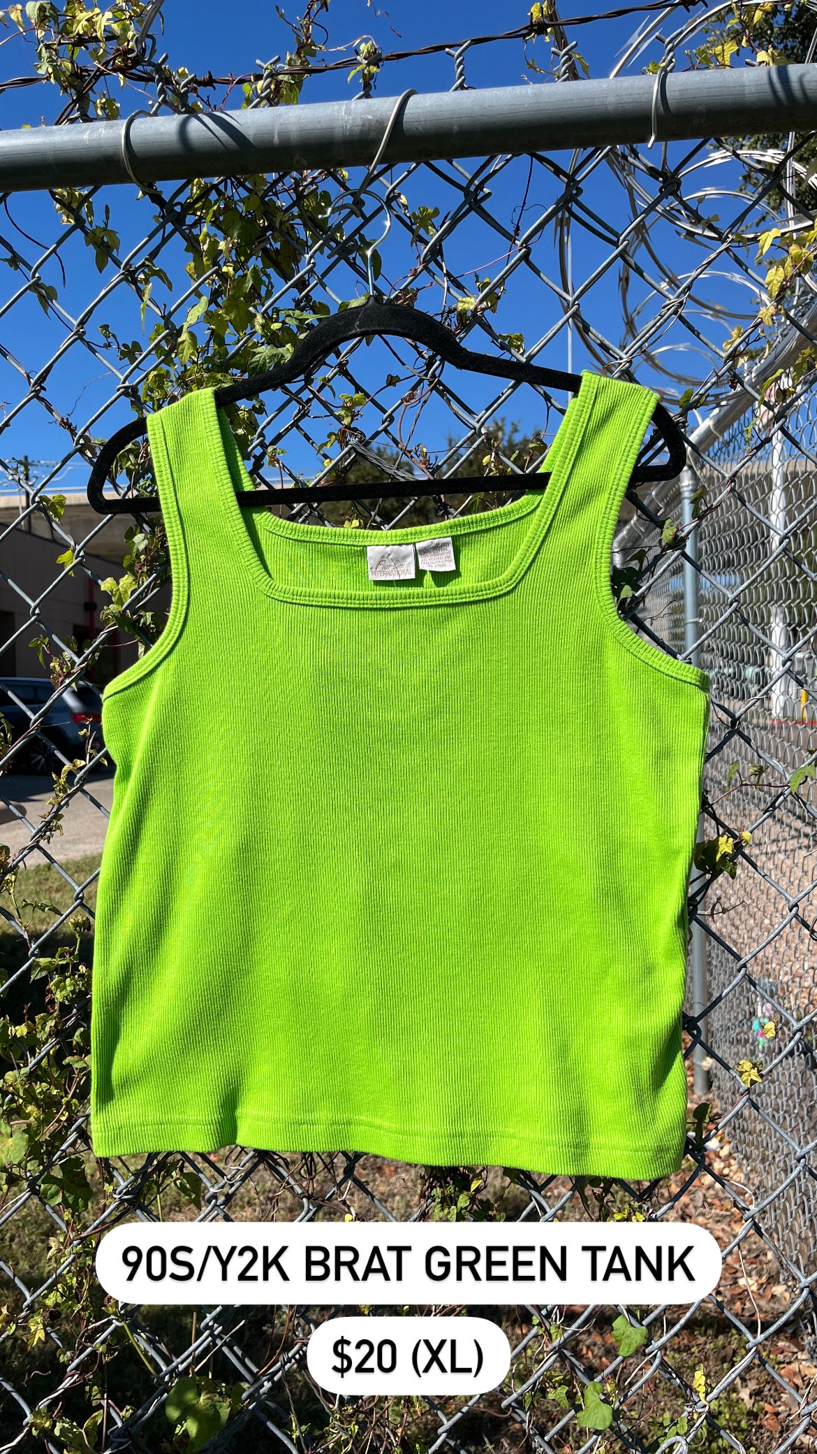 90s/y2k brat green tank for claire