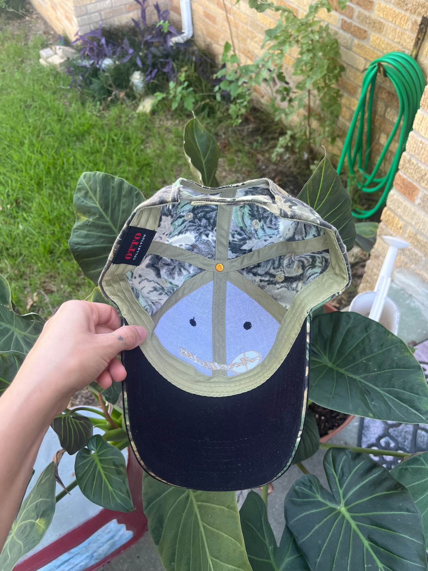 90s red/ navy swimsuit + camo accutrans hat for michelle