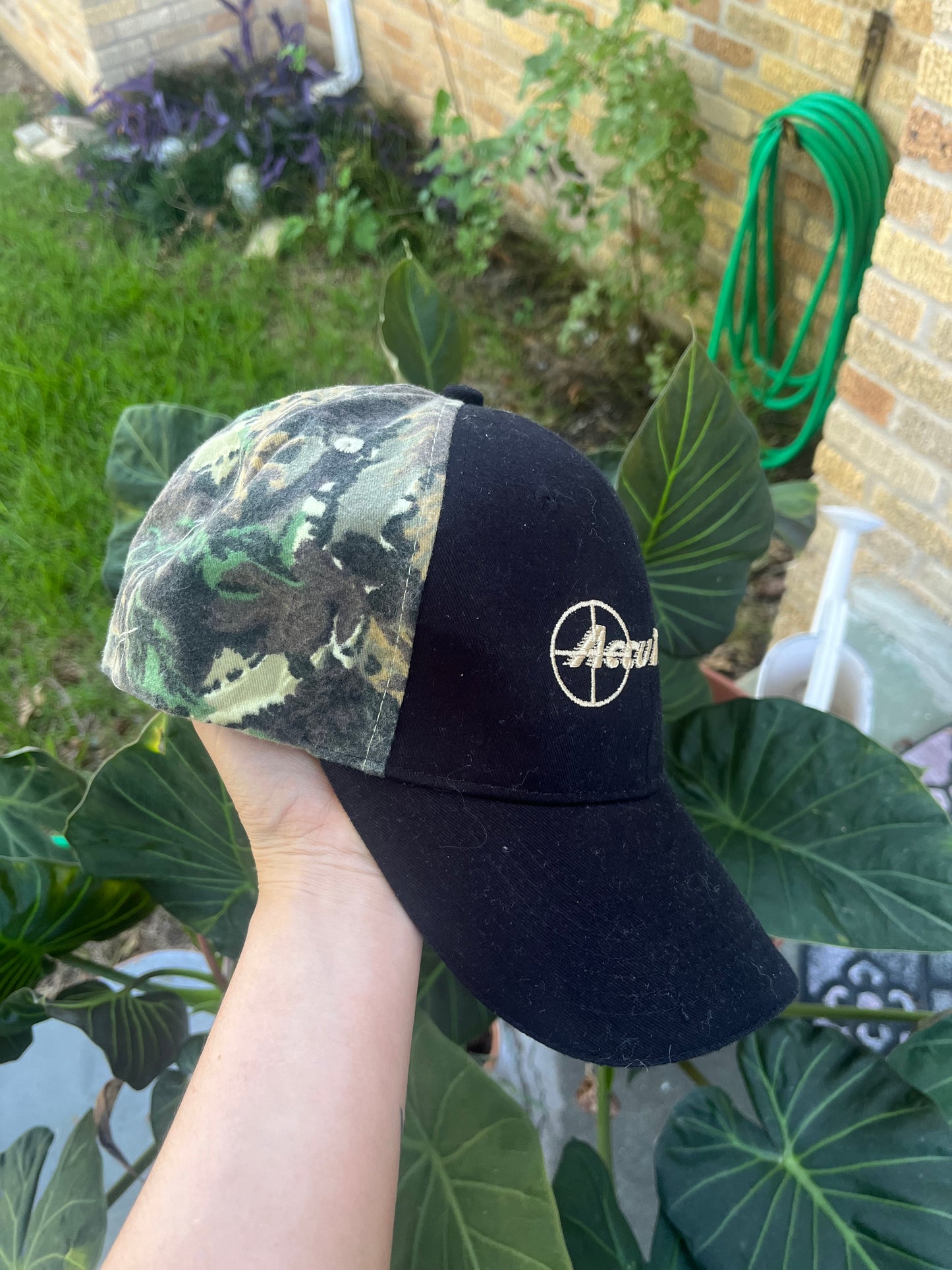 90s red/ navy swimsuit + camo accutrans hat for michelle