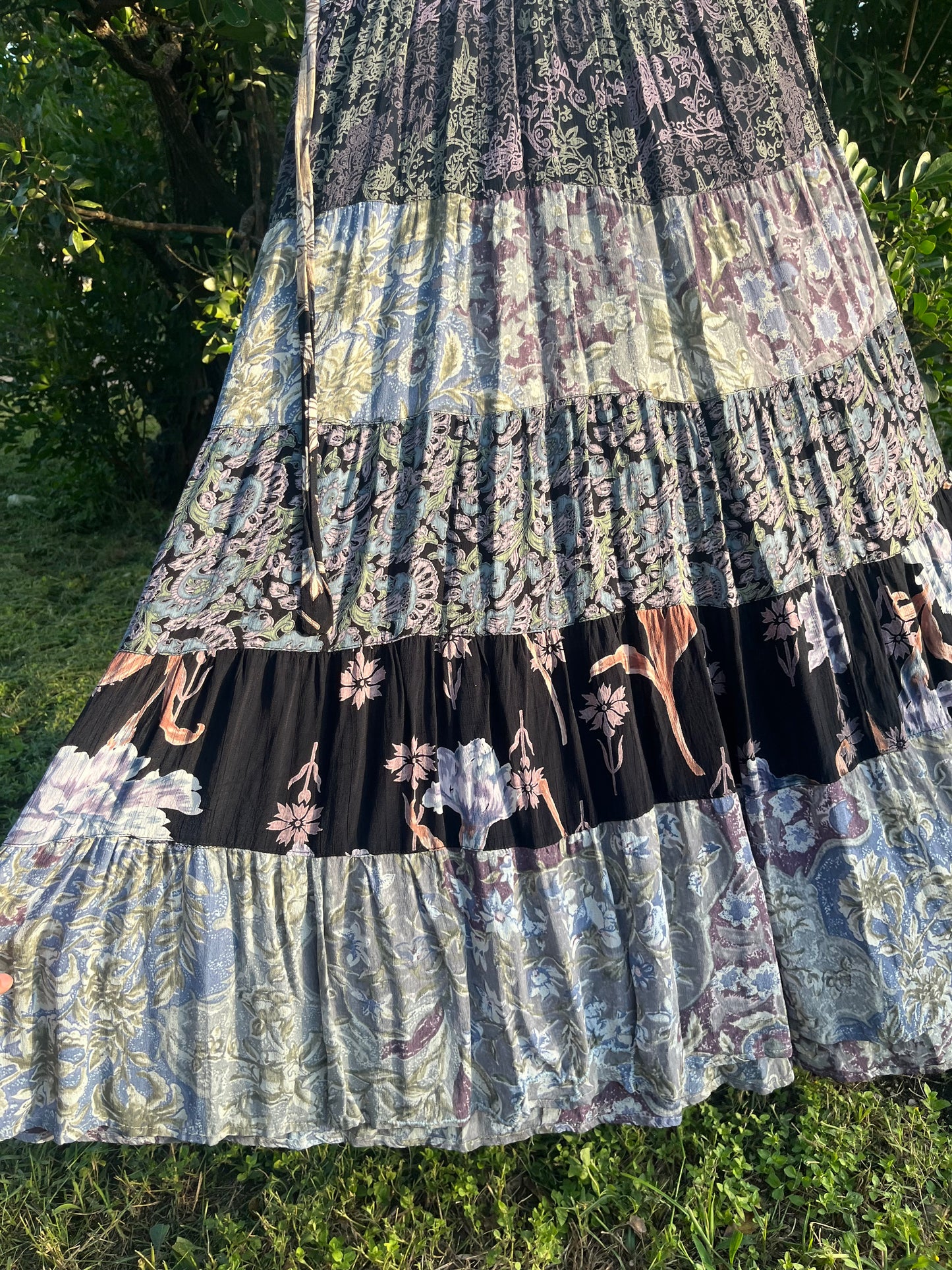 90s does 60s checker flower dress + 90s rayon floral maxi for candace