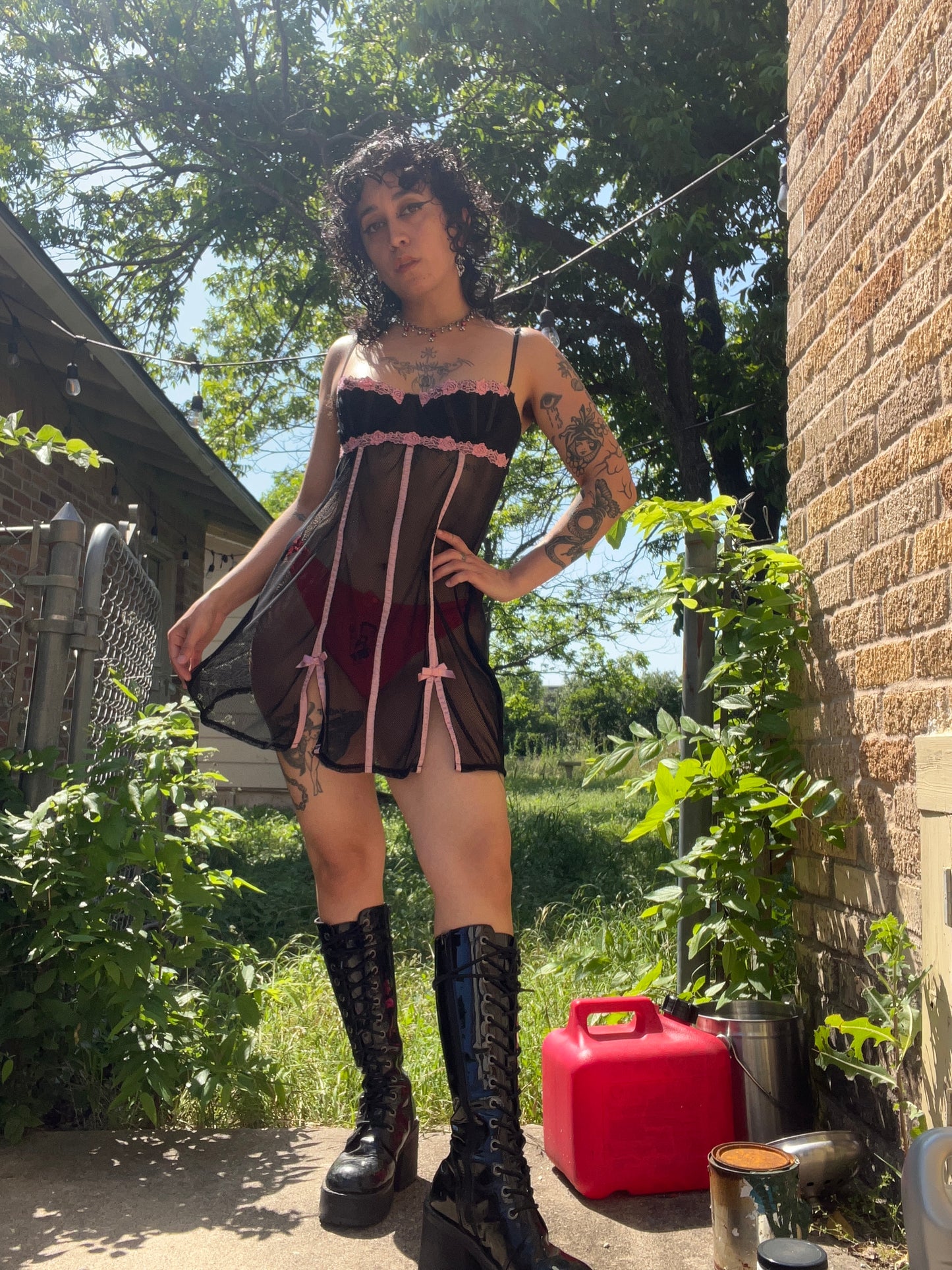 y2k frederick’s fishnet dress for kelly