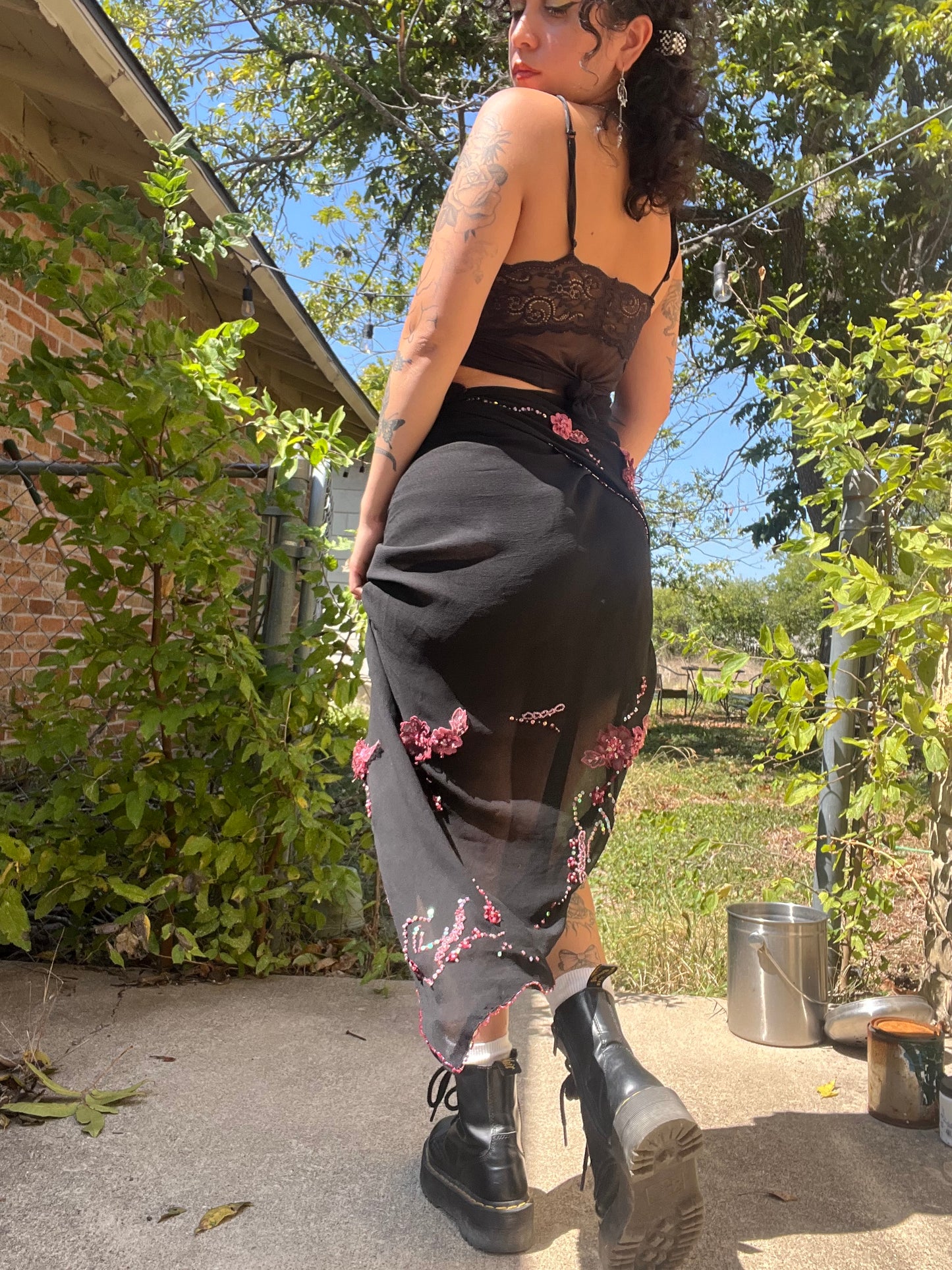 90s silk checkered button up + y2k silk shawl for ashley