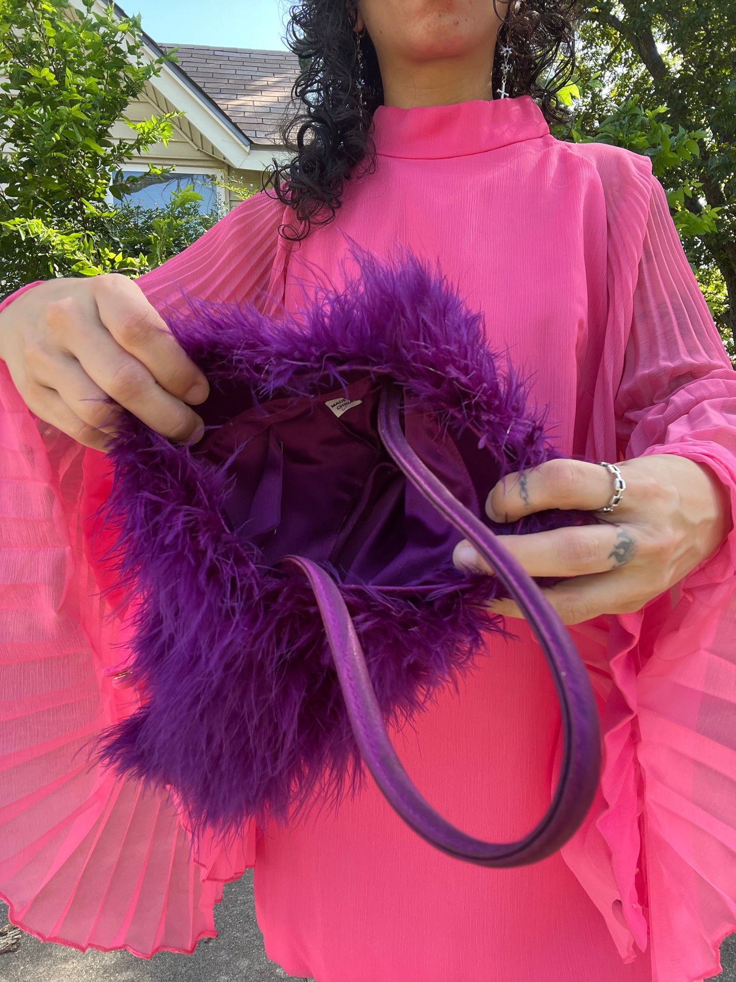 y2k fluffy purple purse for honeycreeper vtg