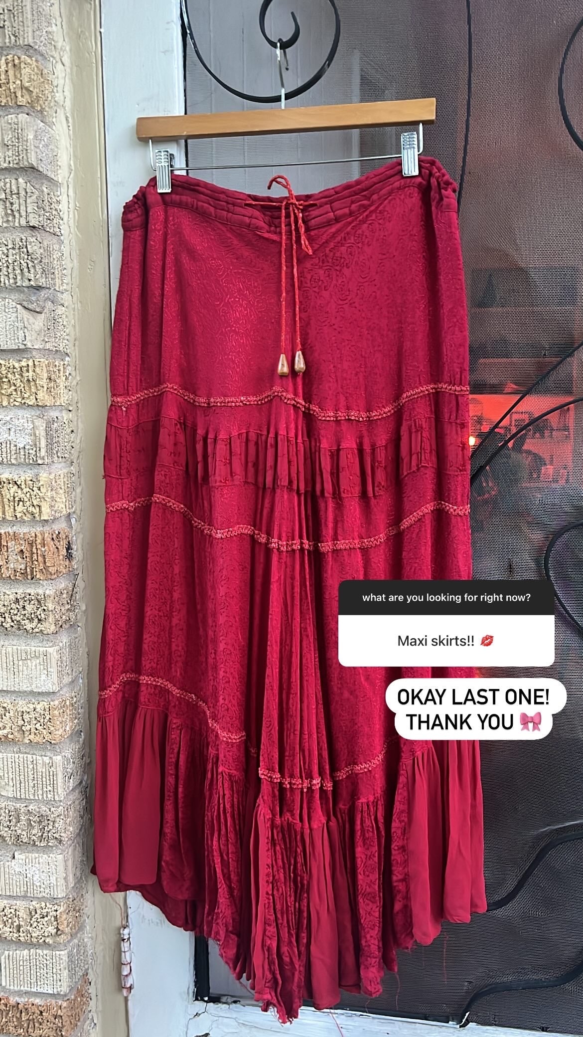 90s maroon maxi skirt for emily