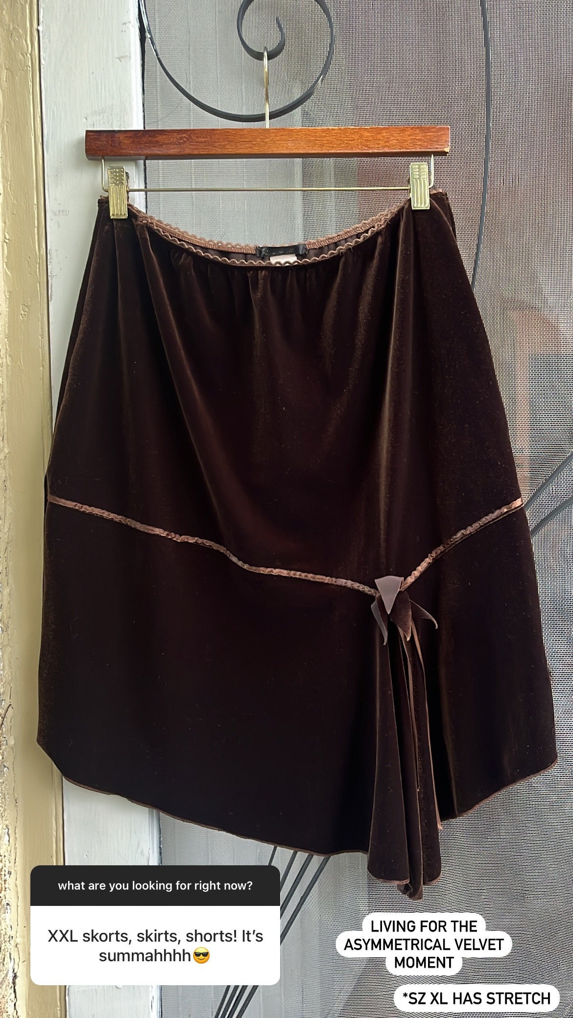 y2k asymmetrical velvet midi skirt for michelle