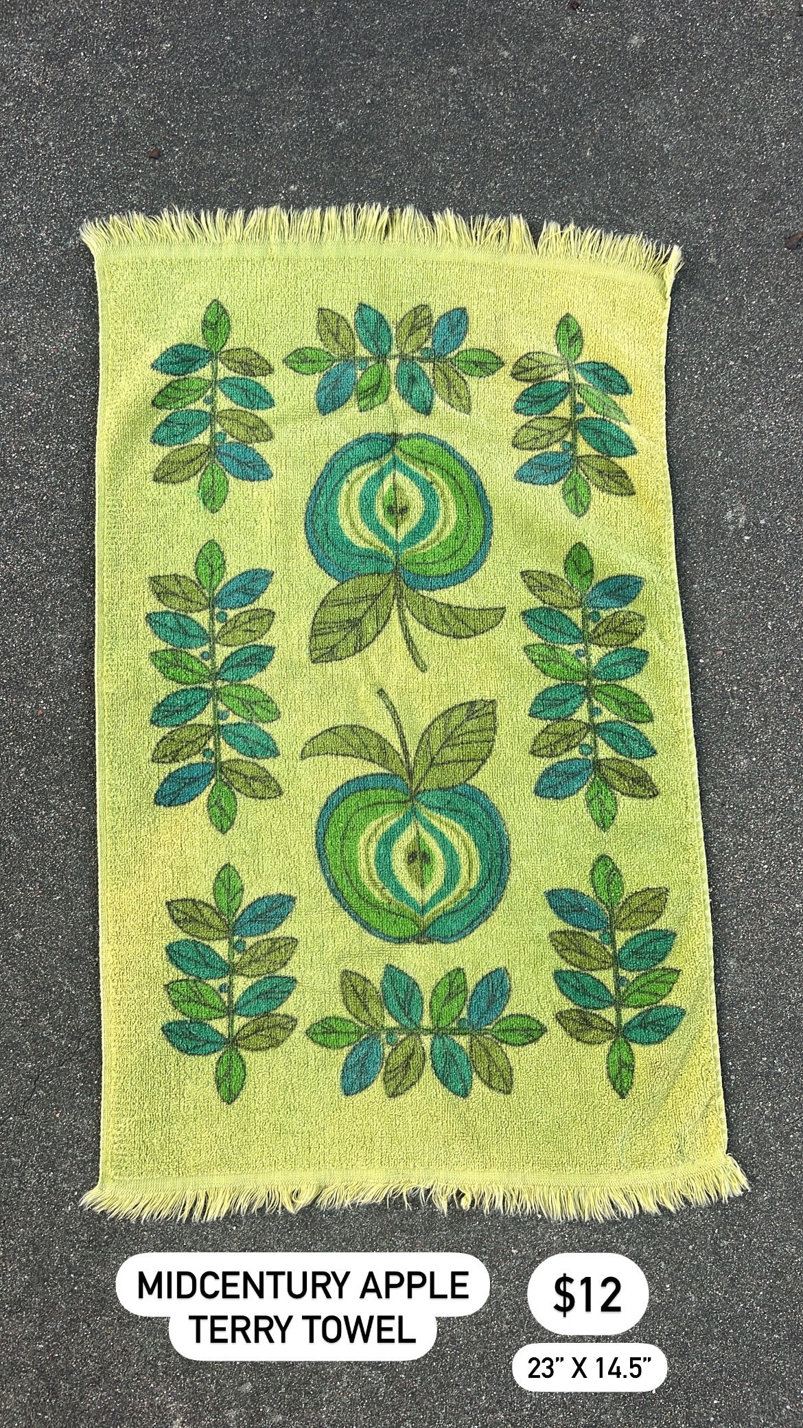 midcentury apple towel for goldie