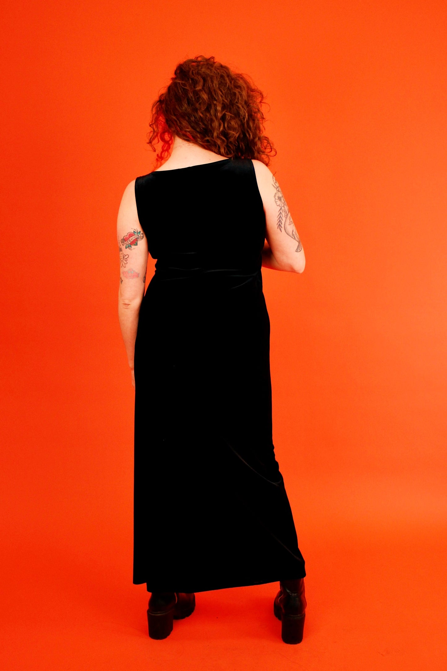 1990s Liquid Black Velvet Maxi
