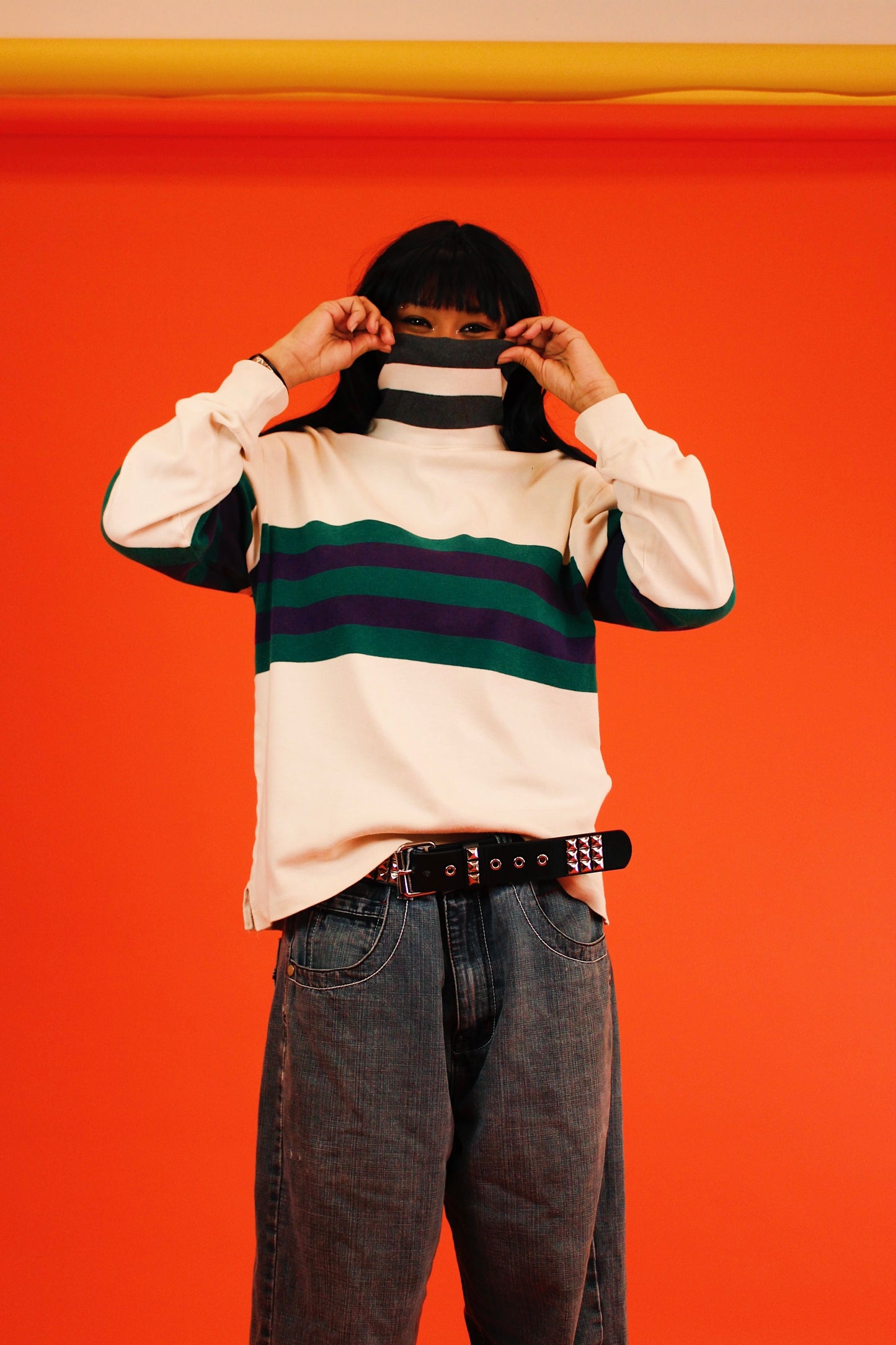 1990s Corey Striped Turtleneck