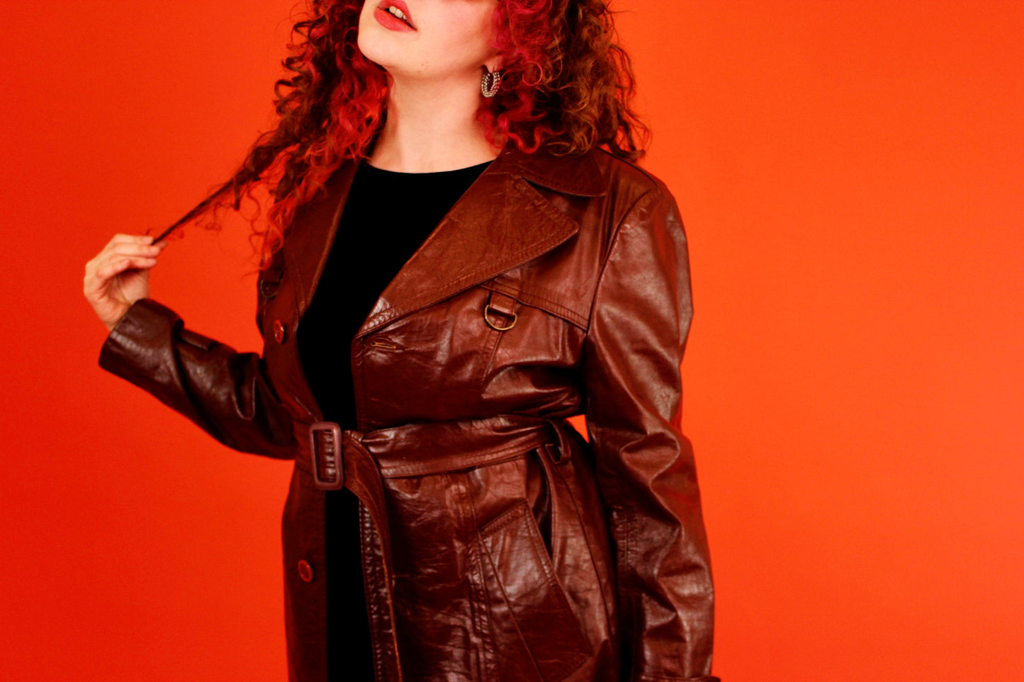 1970s Burgundy Leather Trench