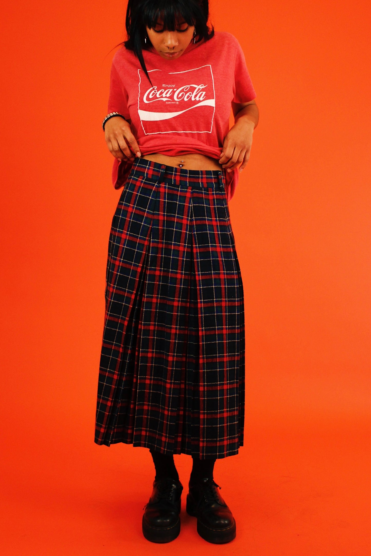 1980s Plaid Schoolgirl Skirt