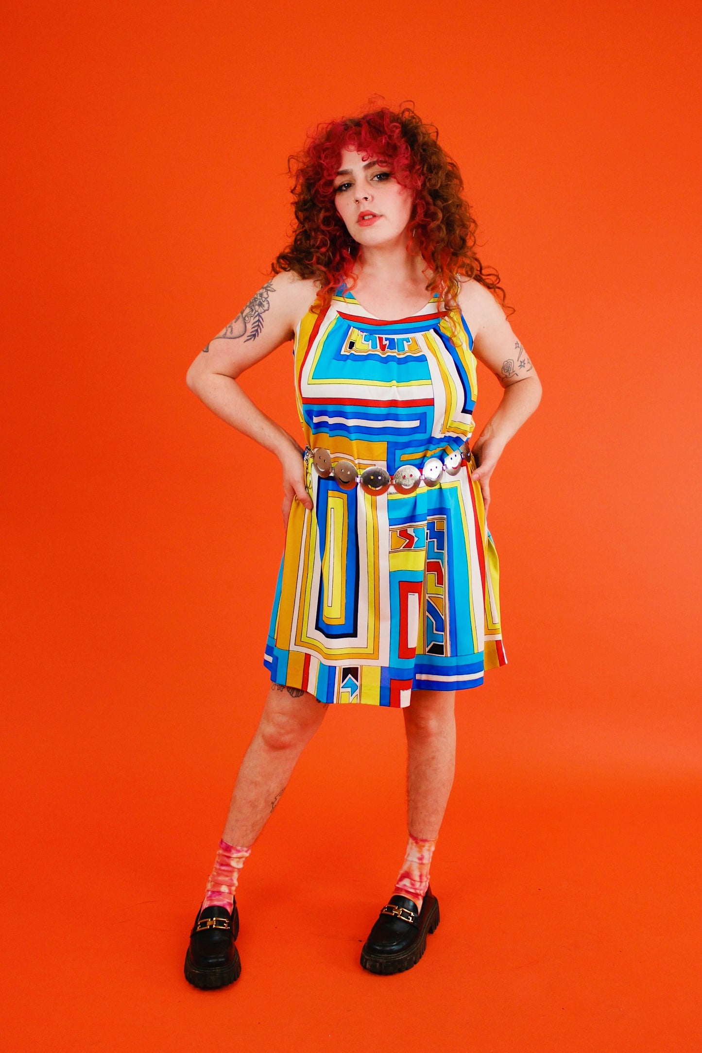 1960s Electric Geometric House Dress
