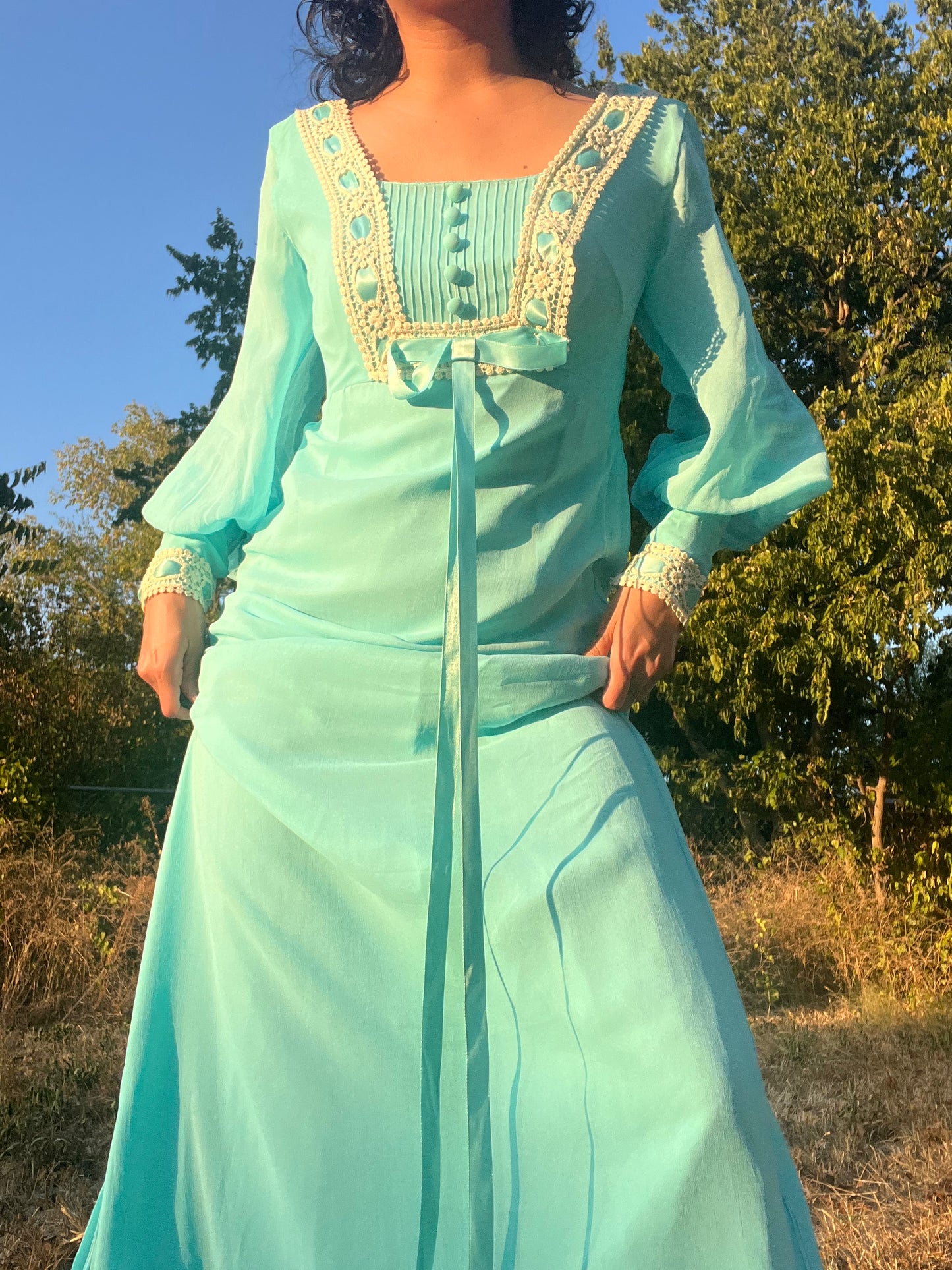 1960s/70s Dreams of Blue Maxi Dress